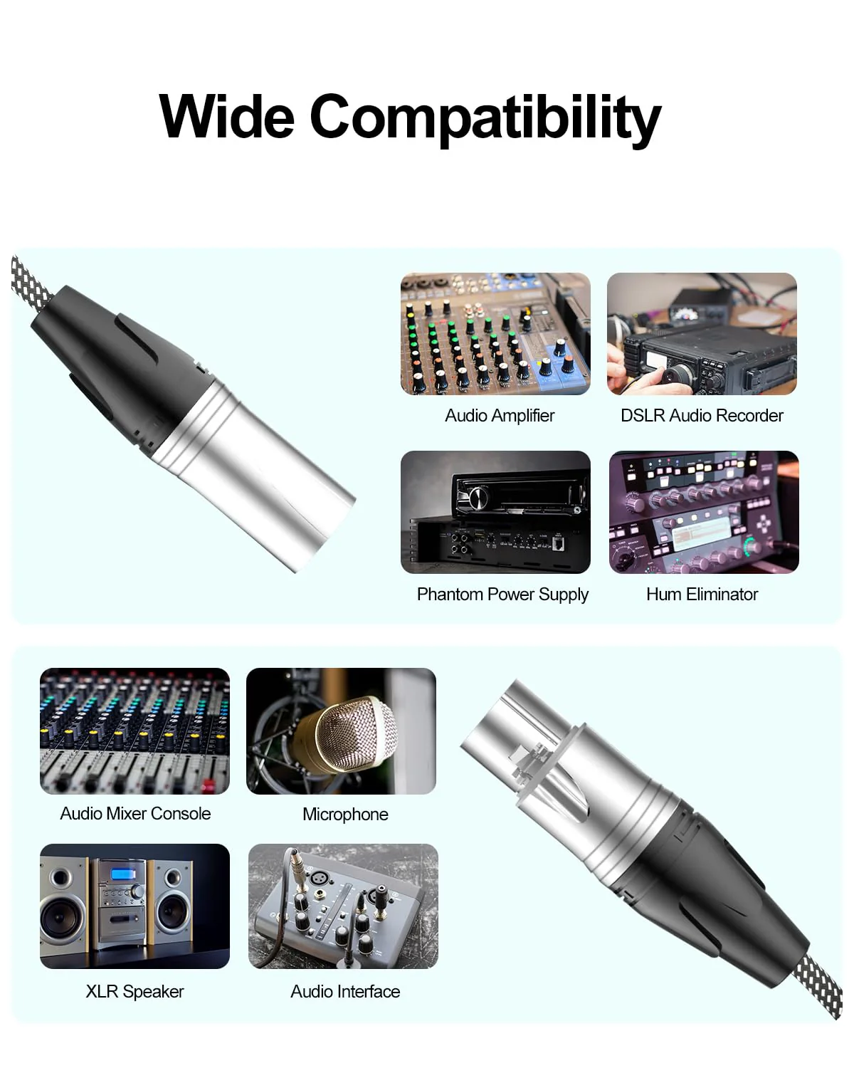 50 ft XLR Cable, Premium XLR Microphone Cable 50 ft, Braided XLR Male to Female Cable 3 Pin with XLR Connectors, XLR Patch Cable for Mixer, Recording Studio, Radio Station(1 Pack, 50 Foot) 50 Feet 1-Pack - Image 6