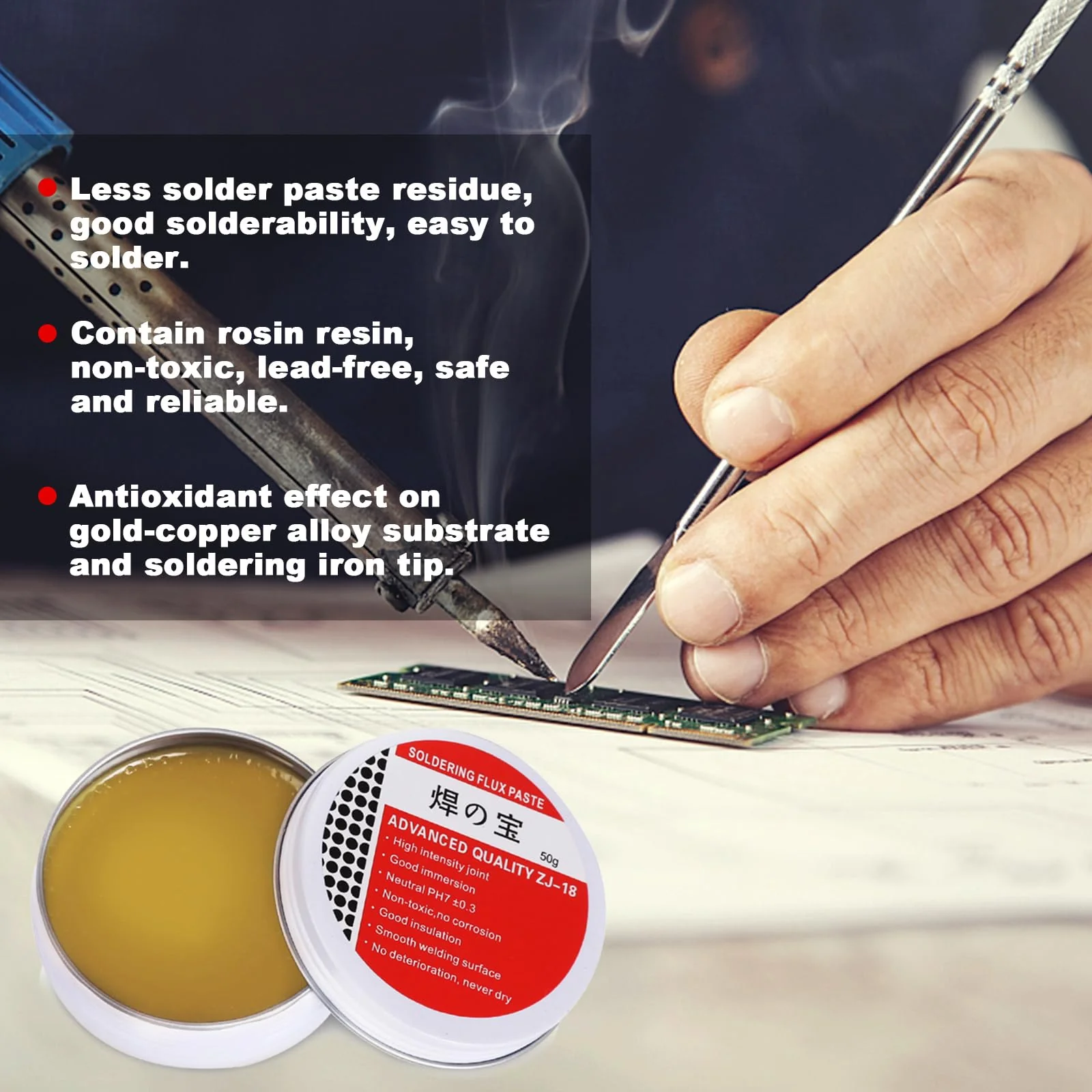 50 g Solder Paste, Solder Grease, Flux Solder Paste, Soldering Flux, Solder Grease Flux, for Gold, Copper, Iron, Tin, Instruments, Mechanics (Net Weight 50 g) - Image 4