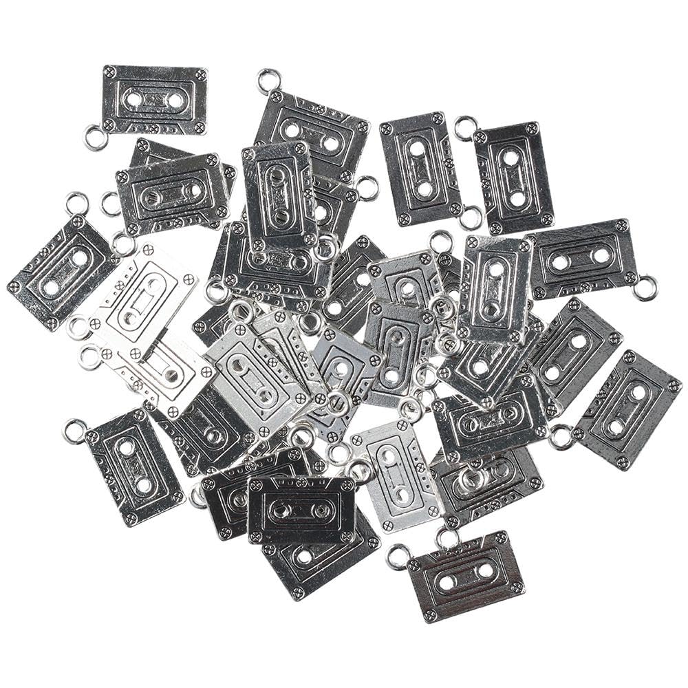 50 Pcs Audio Cassette Tapes Shaped Charms,22x16mm Antique Alloy Charms for Jewelry Making DIY - Image 3