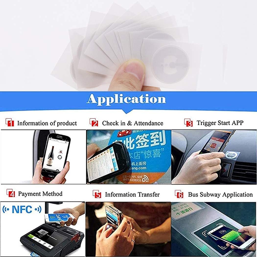 50 PCS BABIQT MIFARE Classic 1K Tags S50 RFID Stickers NFC Tags, Smart Mifafre Classic Tags ISO 14443A 13.56 MHz Mifare 1K Stickers MF1 Self-Adhesive 1 inch Round 50 - Image 8