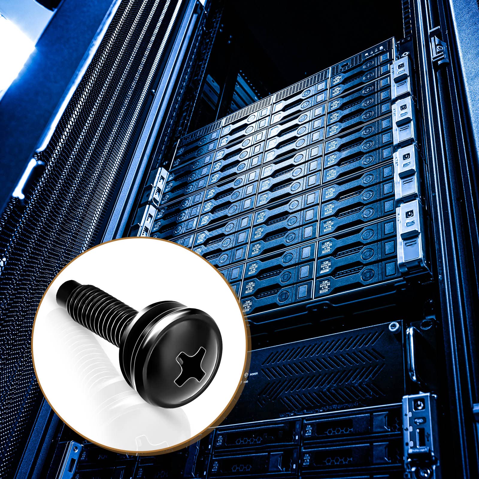 50 Pieces 10/32 Rack Screws 10/32 Rack Mount Screws Stainless Steel Rack Screws Black Server Rack Rail Screws Studio Screws with Nylon Rack Washers for Audio Server Rack Mounts Hardware Rails Size 10-32 - Image 5