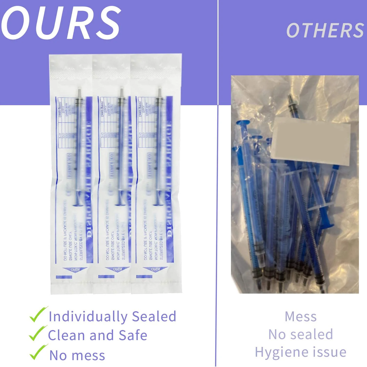 50 Pieces 1ml Syringe with Cap, Individually Sealed 1cc Syringe with Luer Slip Tip without Needle for Refilling, Feeding Pets, Oral, Oil or Glue Applicator - Image 7