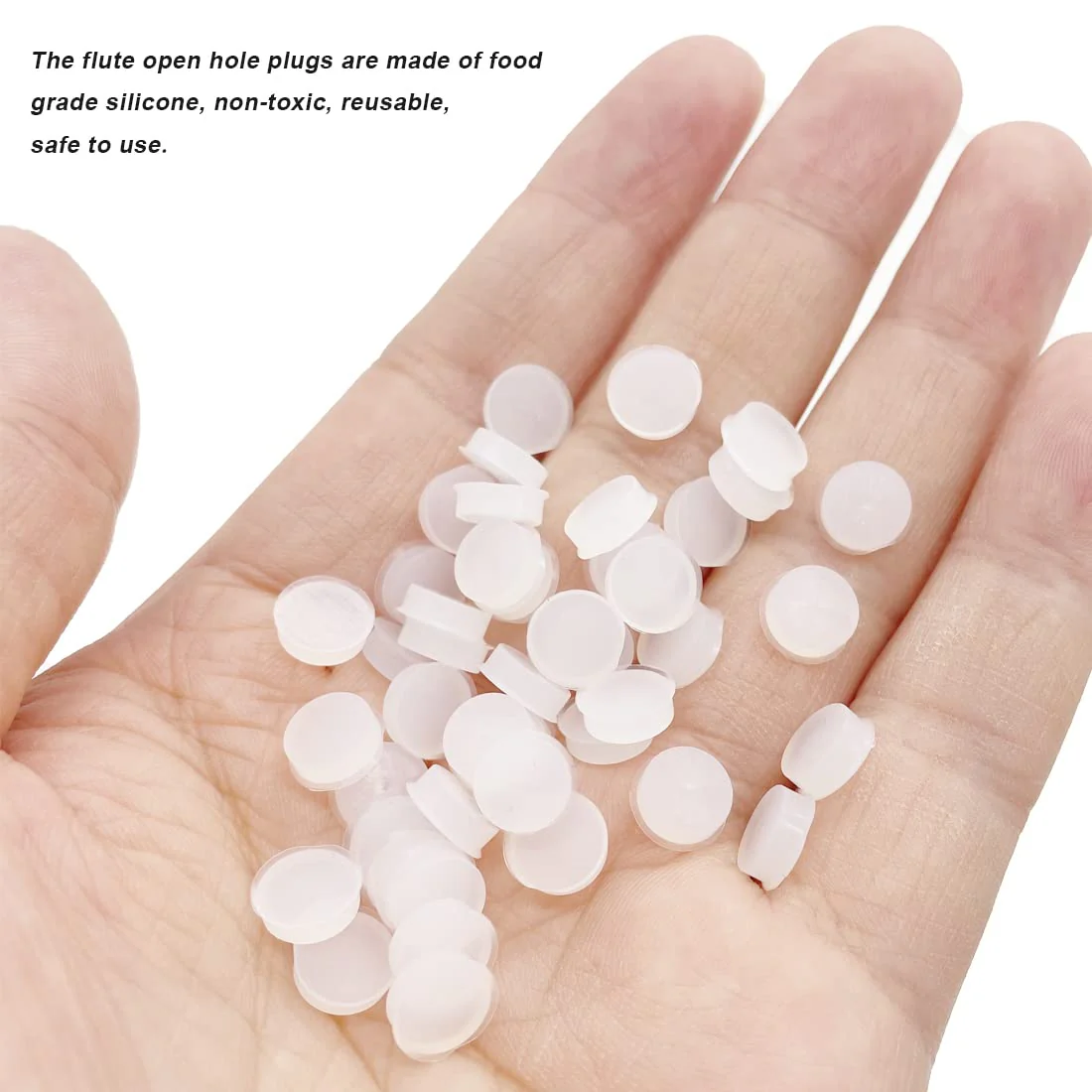 50 Pieces Silicone Flute Plug, 8 mm Universal Flute Open Hole Plug Soft Key Cover for Flute Repair Parts Accessories, White - Image 3