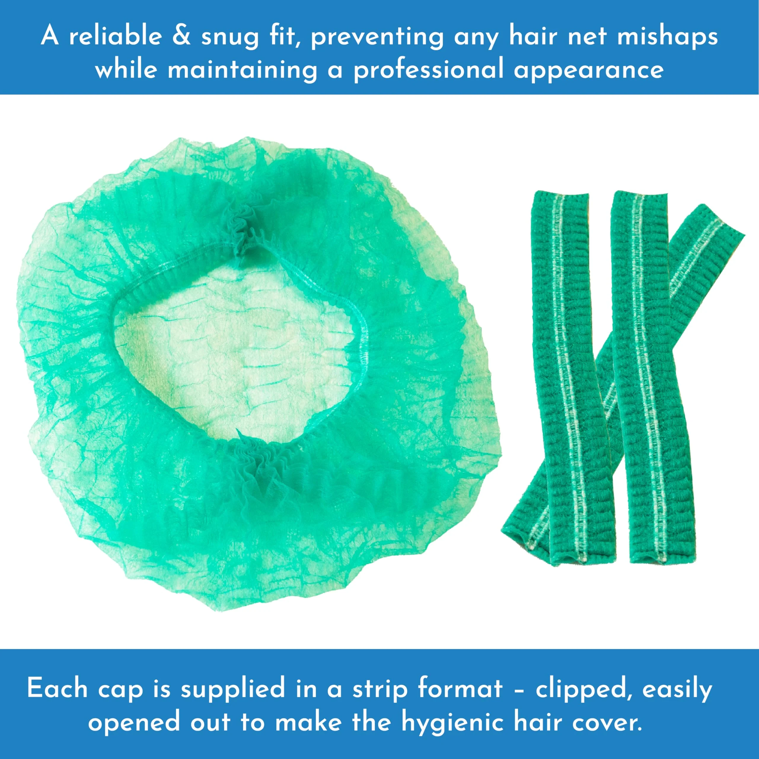 50 x simply direct Green Disposable Hair Net/Mob Caps in a Resealable Bag - Image 5