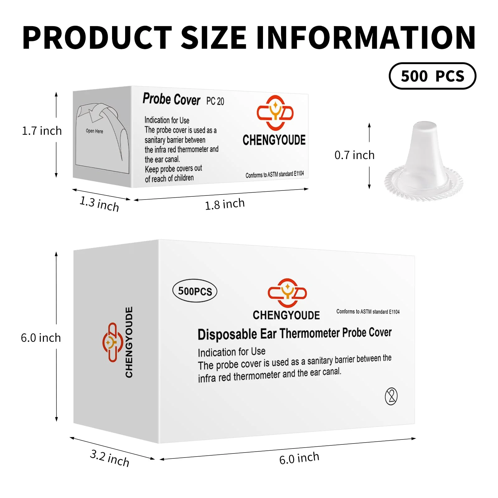 500 Counts Thermometer Ear Covers, Ear Thermometer Probe Covers, Lens Filters/Refill Caps for All Braun Ear Themometer Models, BPA Free Digital Disposable Ear Thermometer Covers 500 - Image 2