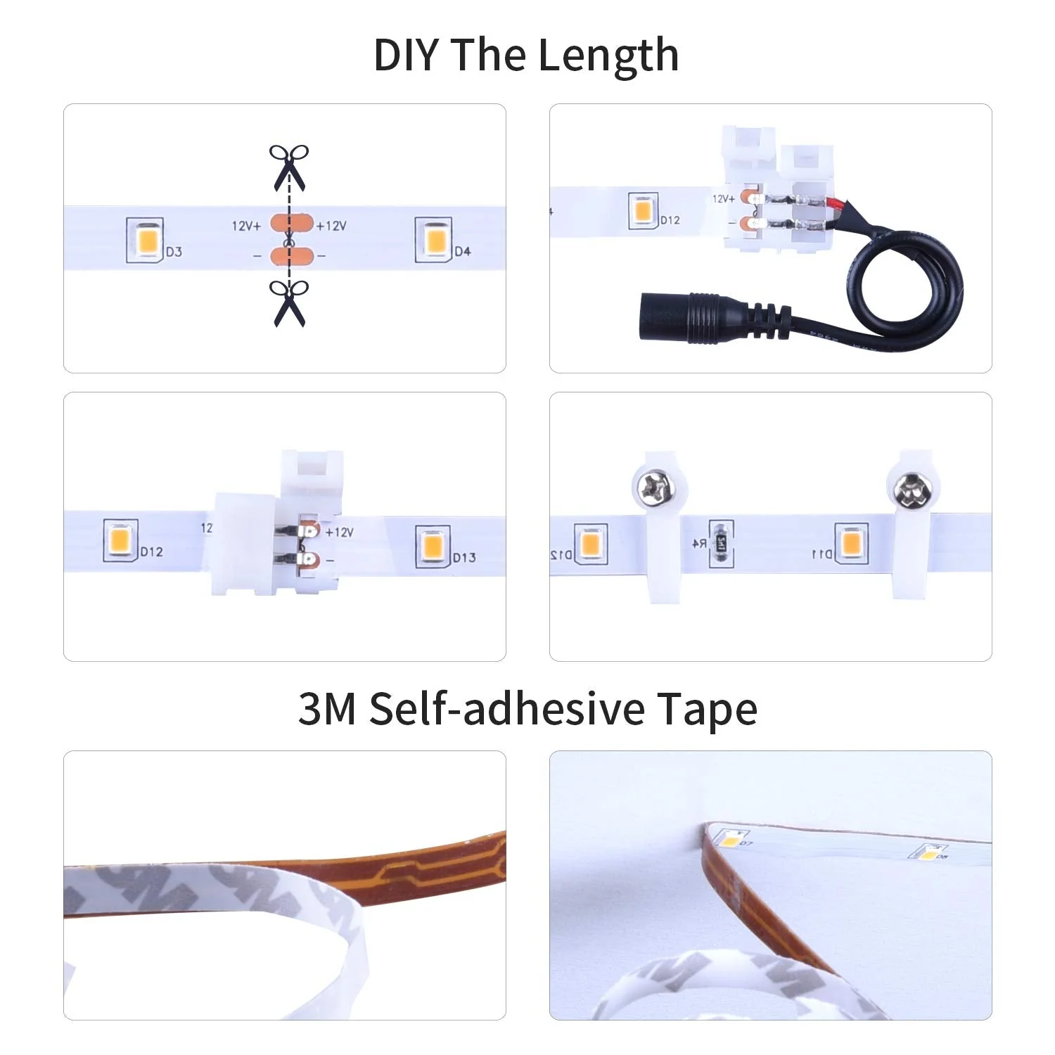 50ft Warm White LED Strip Lights,12V Dimmable Tape Lighting with Infrared Remote,SMD 2835 LEDs Adhesive Ribbon Light,Connectable,Cuttable,Indoor Rope Light for Room Mirror Bedroom Cabinet 50ft Warm white 50FT/15M - Image 4