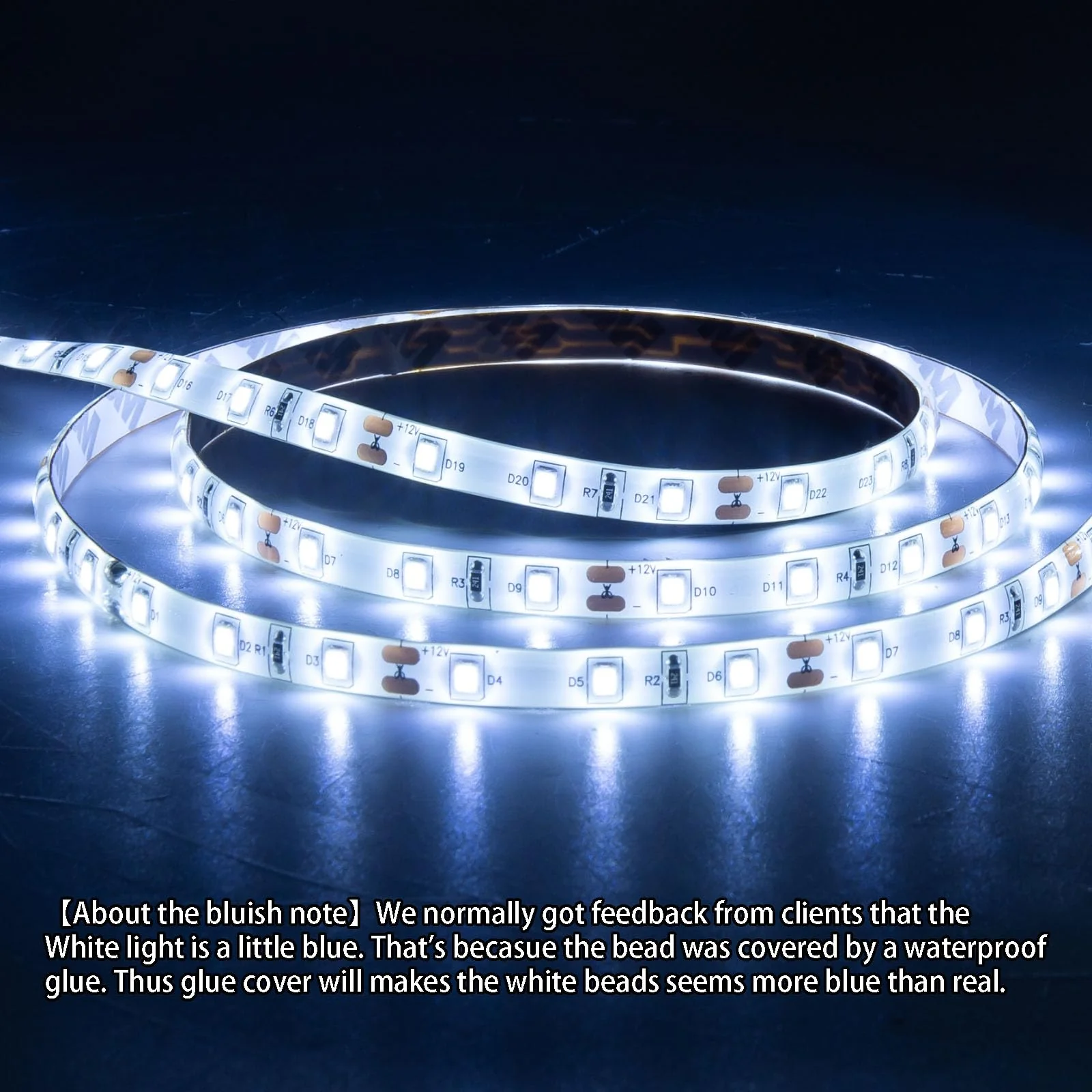 50ft White Led Strip Lights, 12V Outdoor Strip Lights Waterproof Flexible Led Light Strip Indoor Plug in Cuttable SMD2835 Dimmable Led Strip Light for Bedroom Cabinet Kitchen TV Hallway Daylight White 50FT With Adapter - Image 2