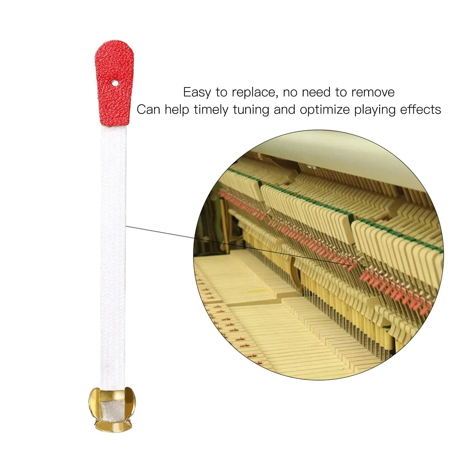 50Pcs Piano Bridle Straps Replacement Piano Spring Clips Repair Parts 75x5mm/ 3 x 0.2inch Bridle Tape White And Red PianoAccessories - Image 3