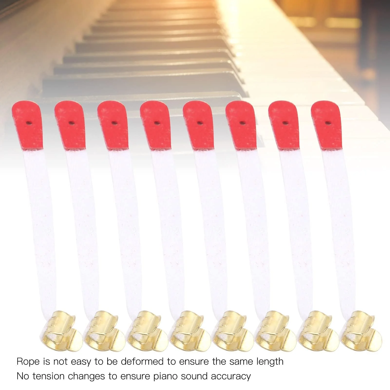 50Pcs Piano Bridle Straps Replacement Piano Spring Clips Repair Parts 75x5mm/ 3 x 0.2inch Bridle Tape White And Red PianoAccessories - Image 4