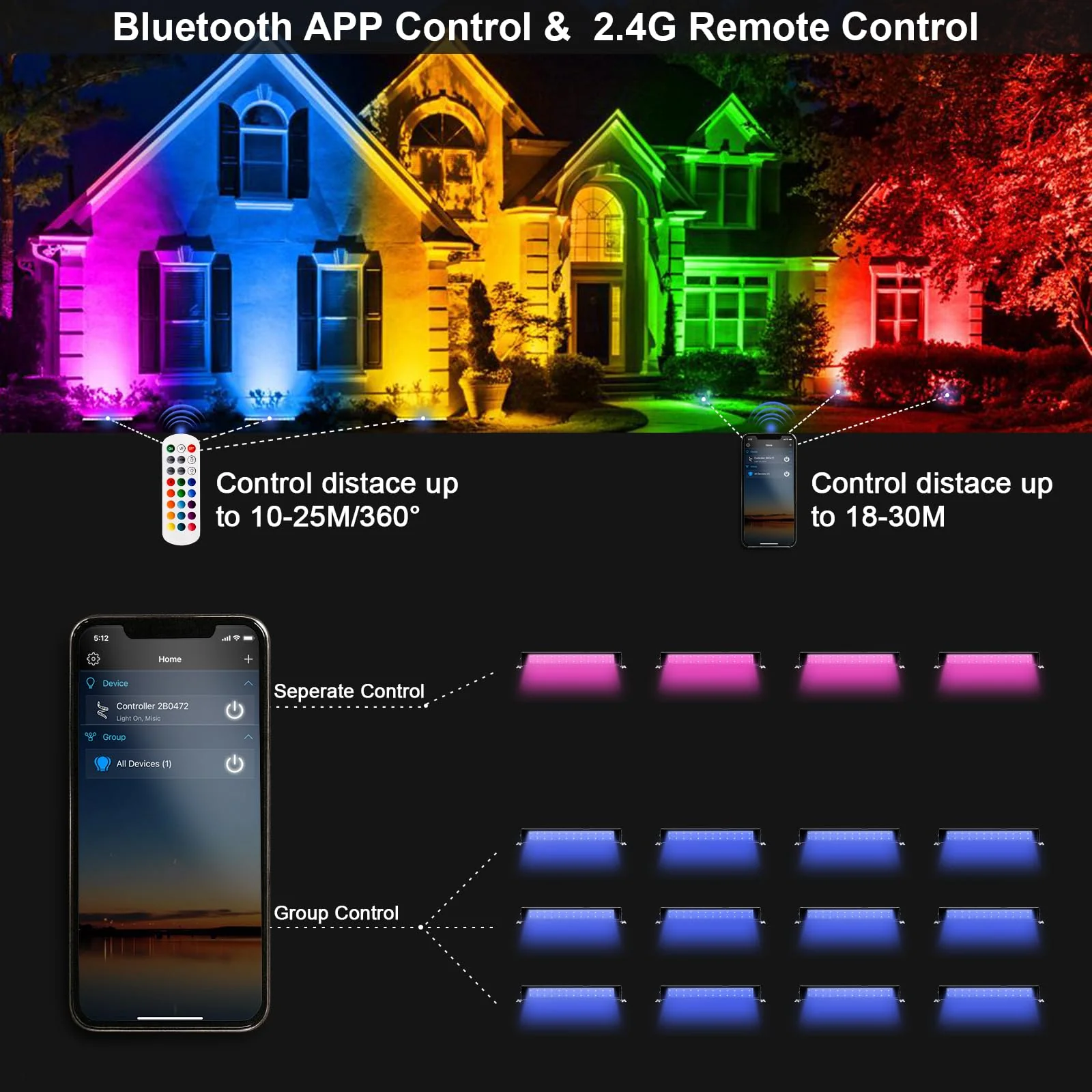 50W 2.4G Remote Control RGB Wall Washer Light, RGB Light bar with Remote Control & APP Control, for Birthday Party, Garden Lighting, Wall Display, Hotel, Building, Commercial Lighting 50W RGB*1 - Image 3