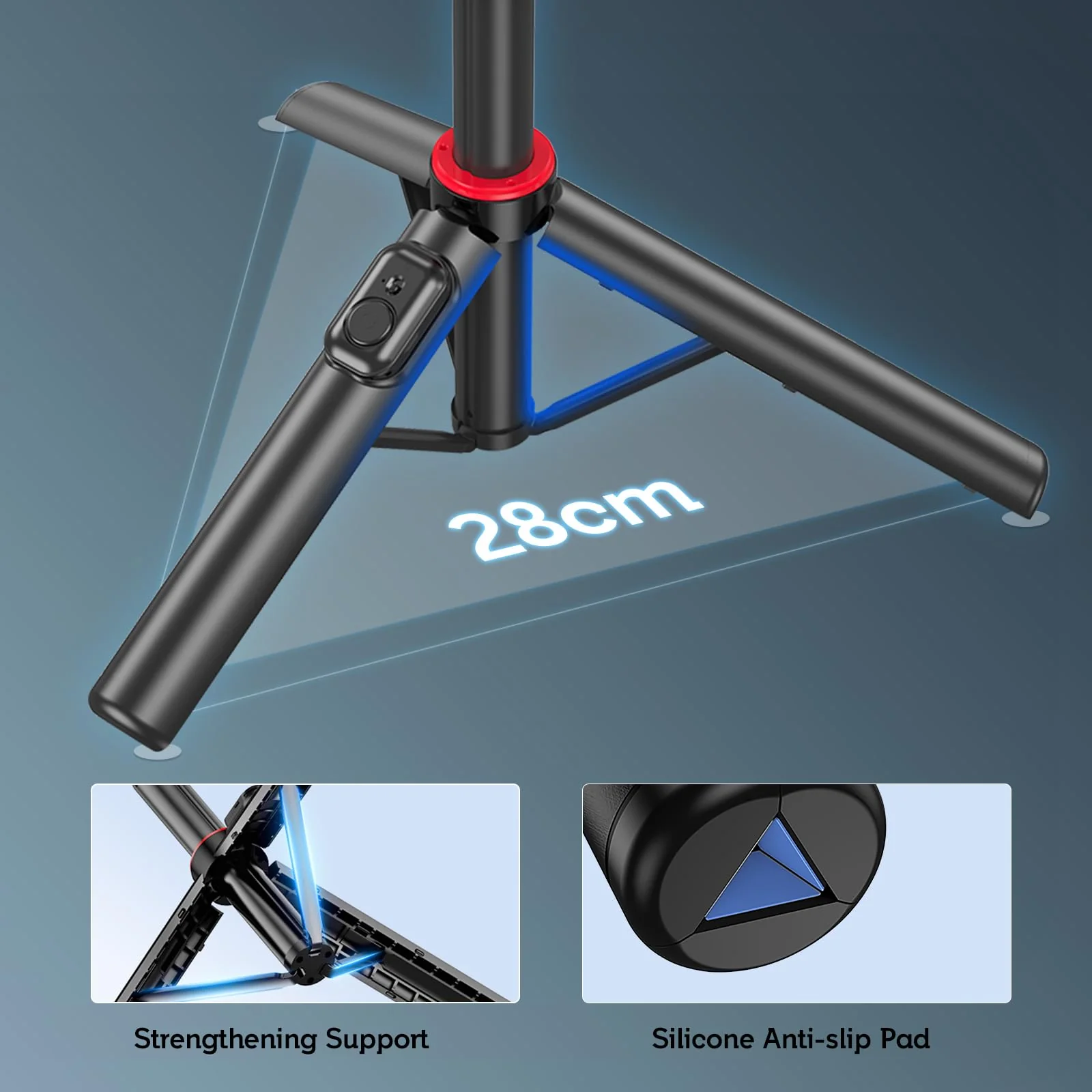 51”Selfie Stick Tripod, Aluminum Alloy Integrated Smartphone Tripod Stand with Wireless Remote Control Portable Retractable Cell Phone Tripod for iPhone/Samsung/GoPro/Android Phone Black - Image 5