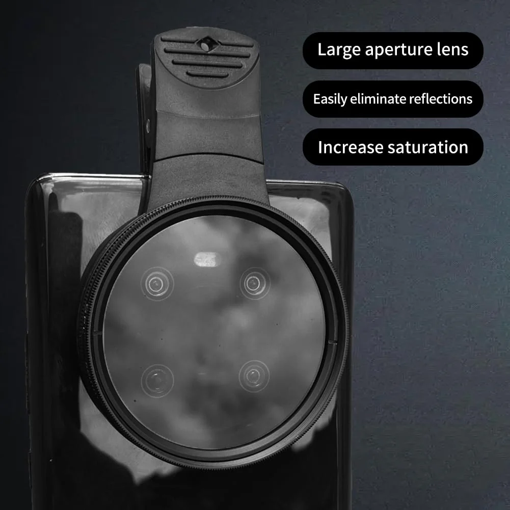 52mm Clip-on CPL Phone Camera Lens Filter, Phone Lens Filter Kit, Universal CPL Filter Compatible with iPhoneSamsung/Android Smartphones(Size:52mm) 52mm - Image 5