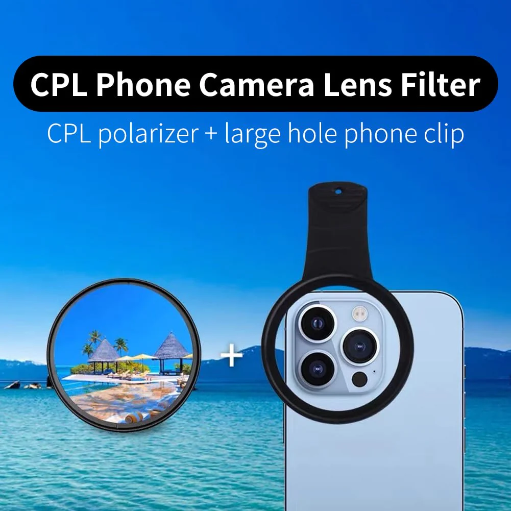 52mm Clip-on CPL Phone Camera Lens Filter, Phone Lens Filter Kit, Universal CPL Filter Compatible with iPhoneSamsung/Android Smartphones(Size:52mm) 52mm - Image 6