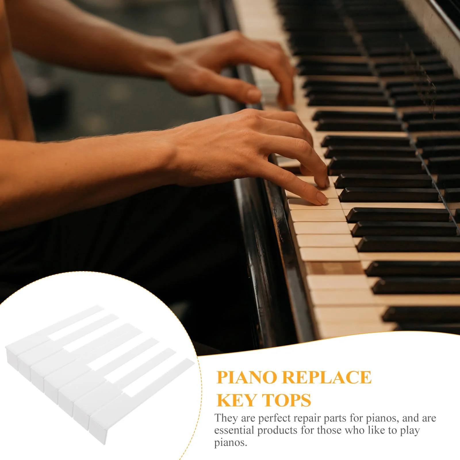 52Pcs Acrylic Piano Keytops Replacement Set for Upright Piano Professional Repair Tools for Key Restoration and Maintenance White 15.8X2.3X1.2CM - Image 5