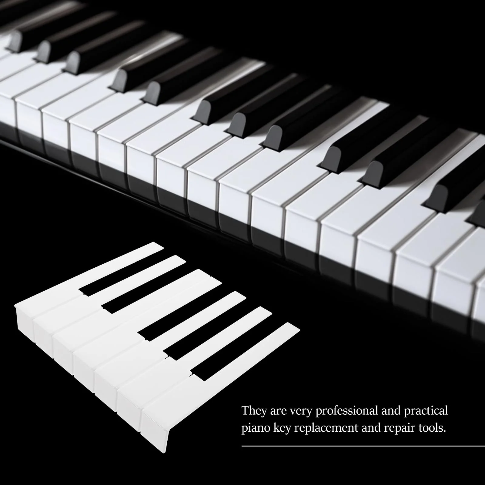 52Pcs Acrylic Piano Keytops Replacement Set for Upright Piano Professional Repair Tools for Key Restoration and Maintenance White 15.8X2.3X1.2CM - Image 6