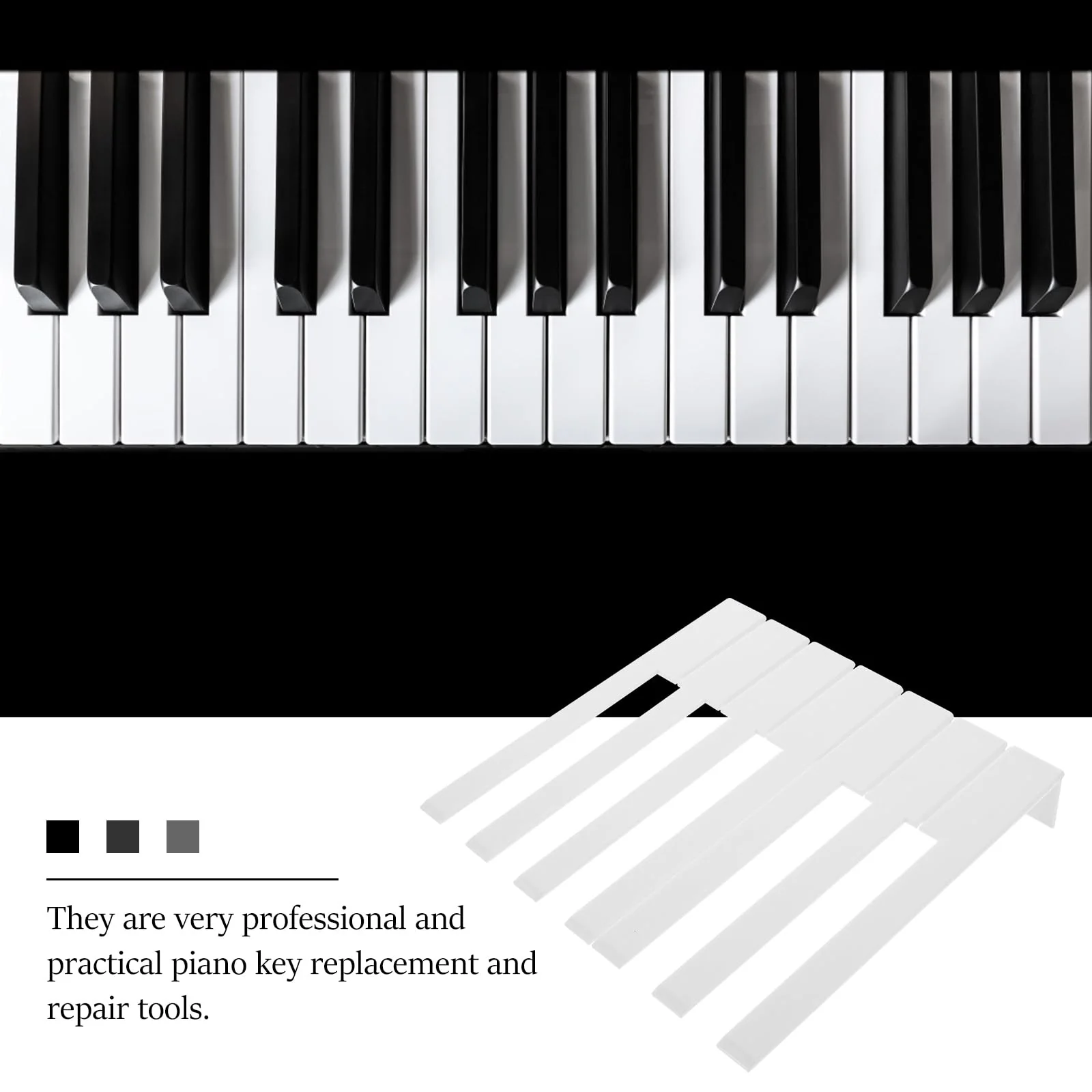 52Pcs Acrylic Piano Keytops Replacement Set for Upright Piano Professional Repair Tools for Key Restoration and Maintenance White 15.8X2.3X1.2CM - Image 7