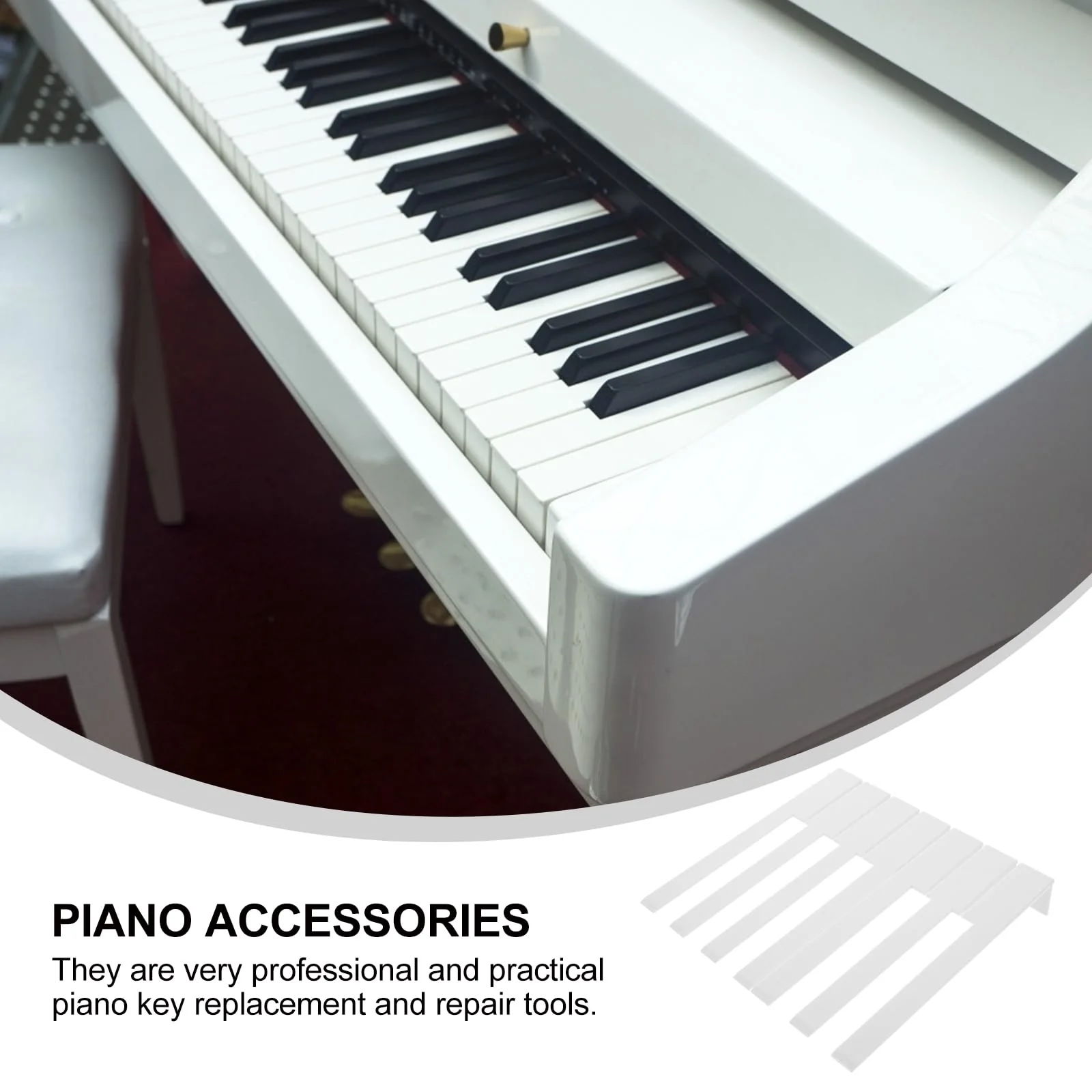 52Pcs Acrylic Piano Keytops Replacement Set for Upright Piano Professional Repair Tools for Key Restoration and Maintenance White 15.8X2.3X1.2CM - Image 8