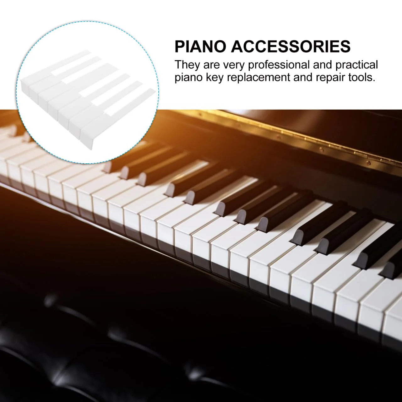 52Pcs Acrylic Piano Keytops Replacement Set for Upright Piano Professional Repair Tools for Key Restoration and Maintenance White 15.8X2.3X1.2CM - Image 9