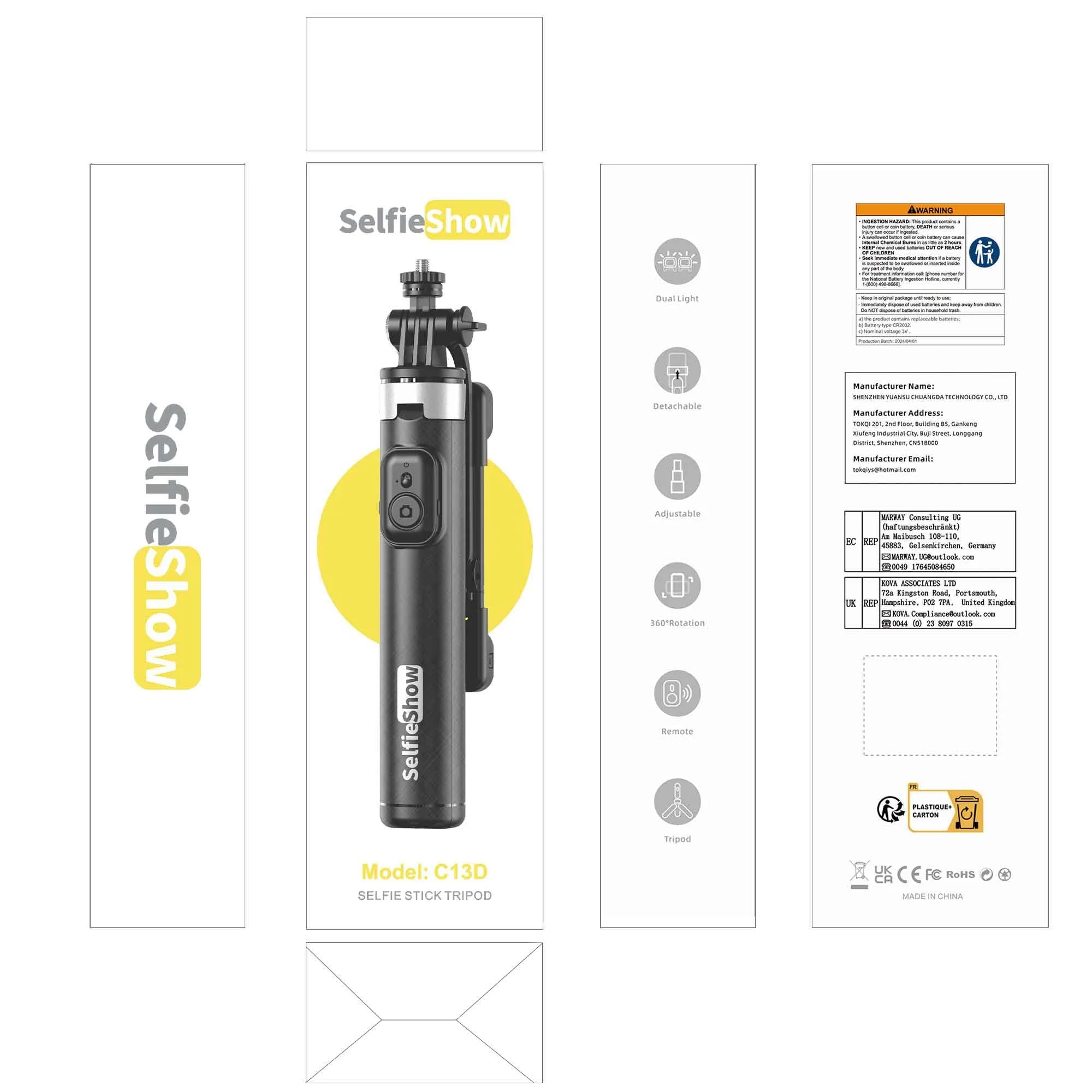 53'' Selfie Stick Tripod with Light, Extendable Selfie Stick with Remote, Portable Cell Phone Tripod Stand with All in 1 Phone Clip, Lightweight Camera Tripod Compatible with iPhone 15 14 13, Android - Image 10