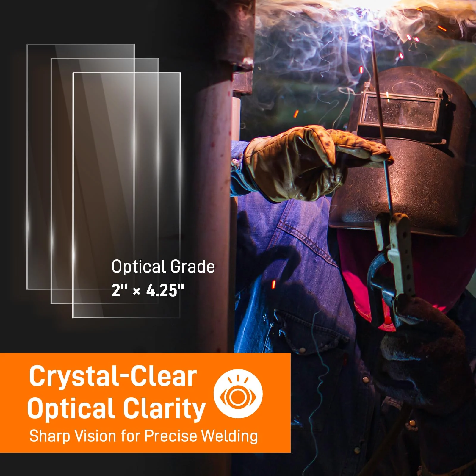 55 Pack 2 x4.25 inches Clear Welding Lenses, 0.04" Thick Replacement 2x4 Welding Lens, Welding Hood Clear Lenses for Most Standard Size Helmets - Image 6