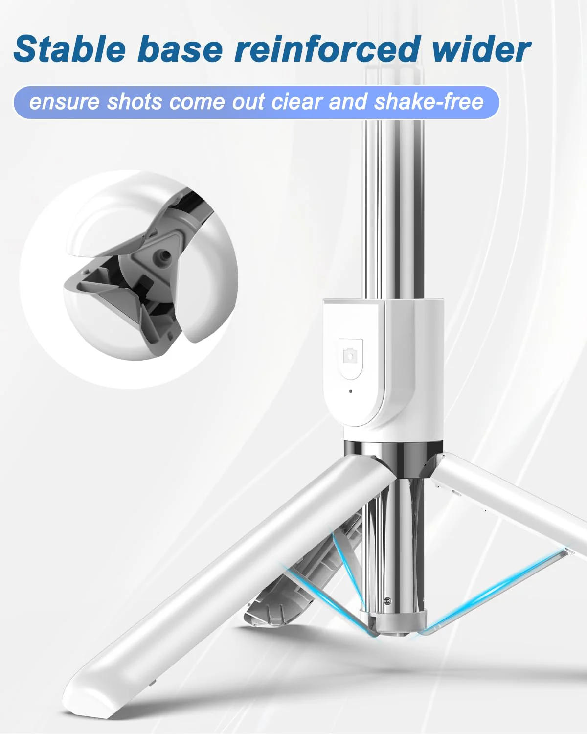 55" Phone Tripod & Selfie Stick,Cell Phone Tripods Stand with Wireless Remote,Phone Holder with Detachable Light, for iPhone 14 13 12 pro Xr X 8Plus 7, Android, Samsung Galaxy S22 S21 and More White - Image 3
