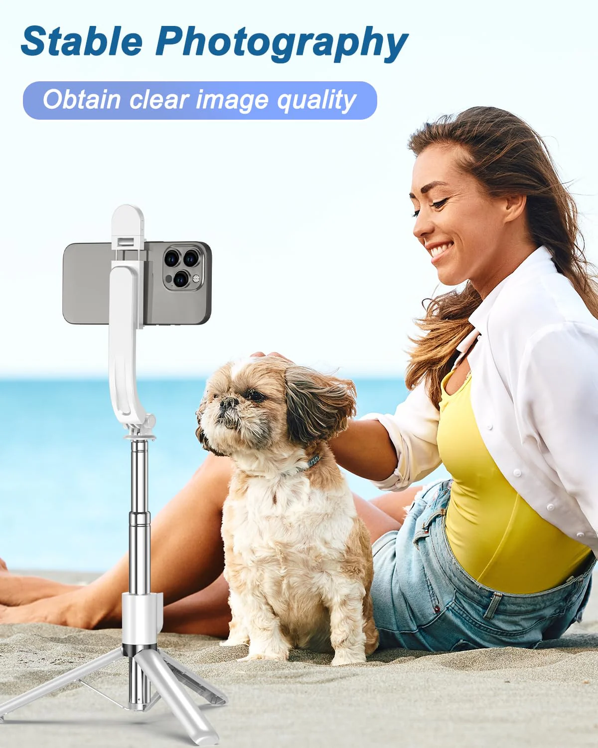 55" Phone Tripod & Selfie Stick,Cell Phone Tripods Stand with Wireless Remote,Phone Holder with Detachable Light, for iPhone 14 13 12 pro Xr X 8Plus 7, Android, Samsung Galaxy S22 S21 and More White - Image 7
