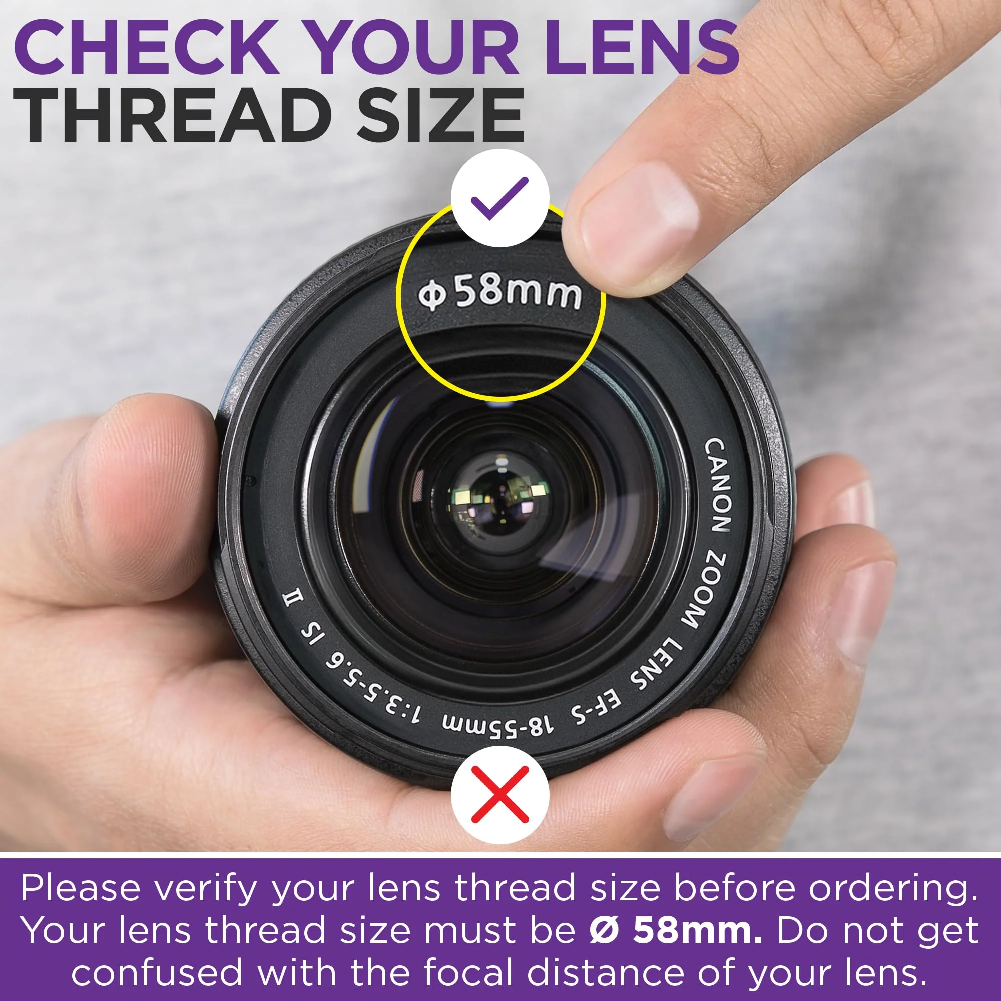 58MM 0.43x Altura Photo Professional HD Wide Angle Lens (w/Macro Portion) for Canon EOS 70D 77D 80D 90D Rebel T8i T7 T7i T6i T6s T6 SL2 SL3 DSLR Cameras 58MM - Image 3