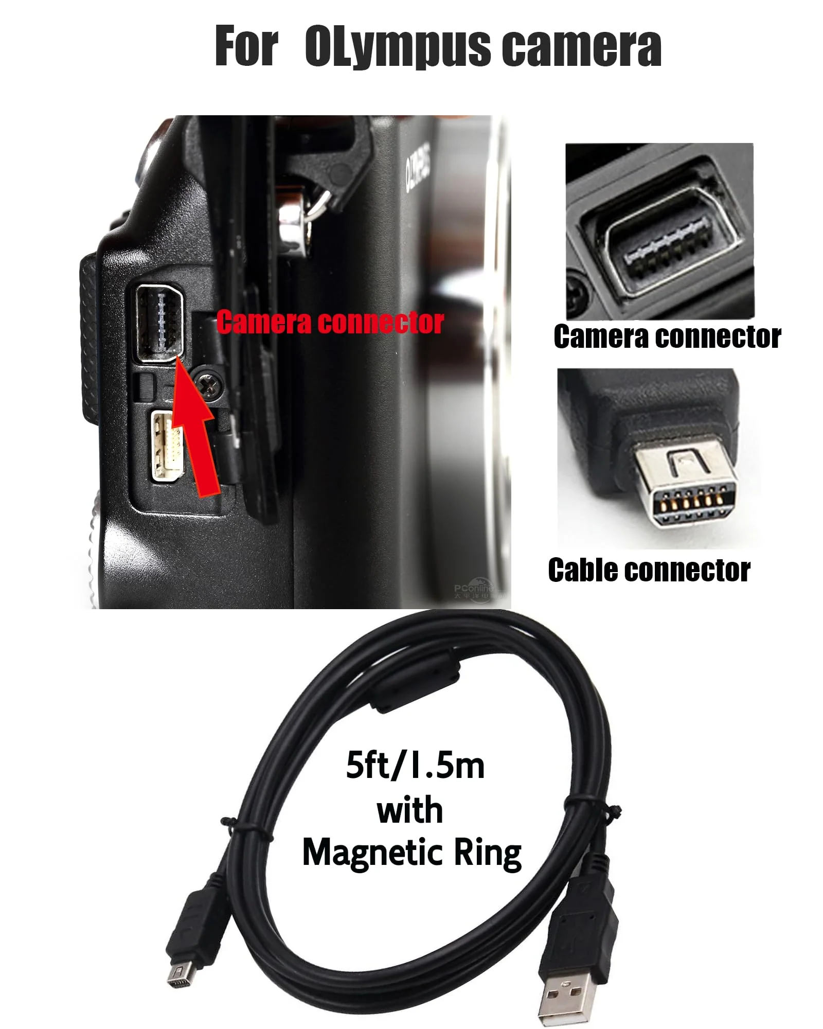 5Ft for Olympus Camera Charger CB-USB5 CB-USB6 CB-USB8 Compatible with Olympus Tough TG-310, TG-320, TG-610, TG-810, TG-820, TG-835, TG-850, TG-860,TG-870 Camera - Image 4