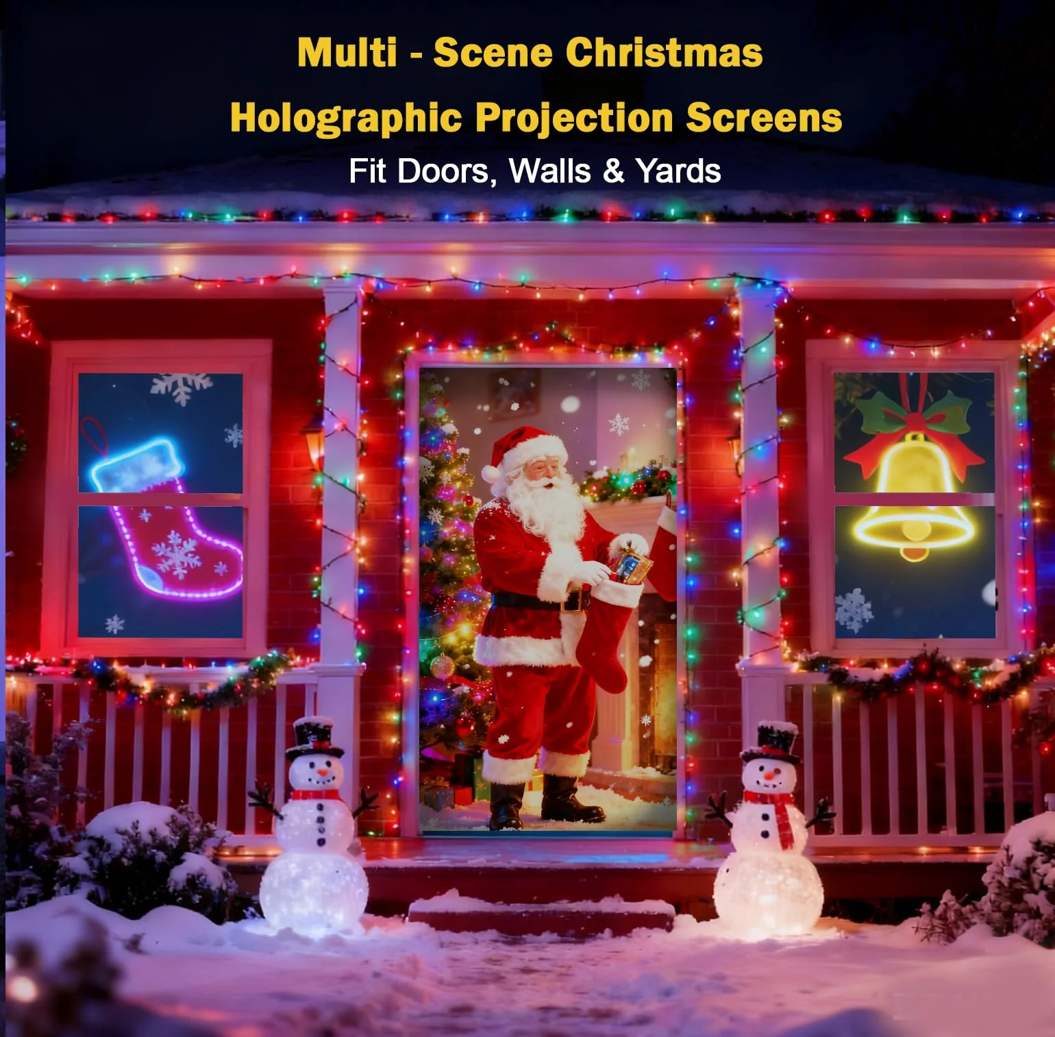 5ft x 9ft Holographic Rear Projection Screen, Portable Anti Crease Double Sided Window Projector Screen Hollusion Projection Material for Christmas Videos Hologram Film Night 5ft W x 9ft H - Image 3
