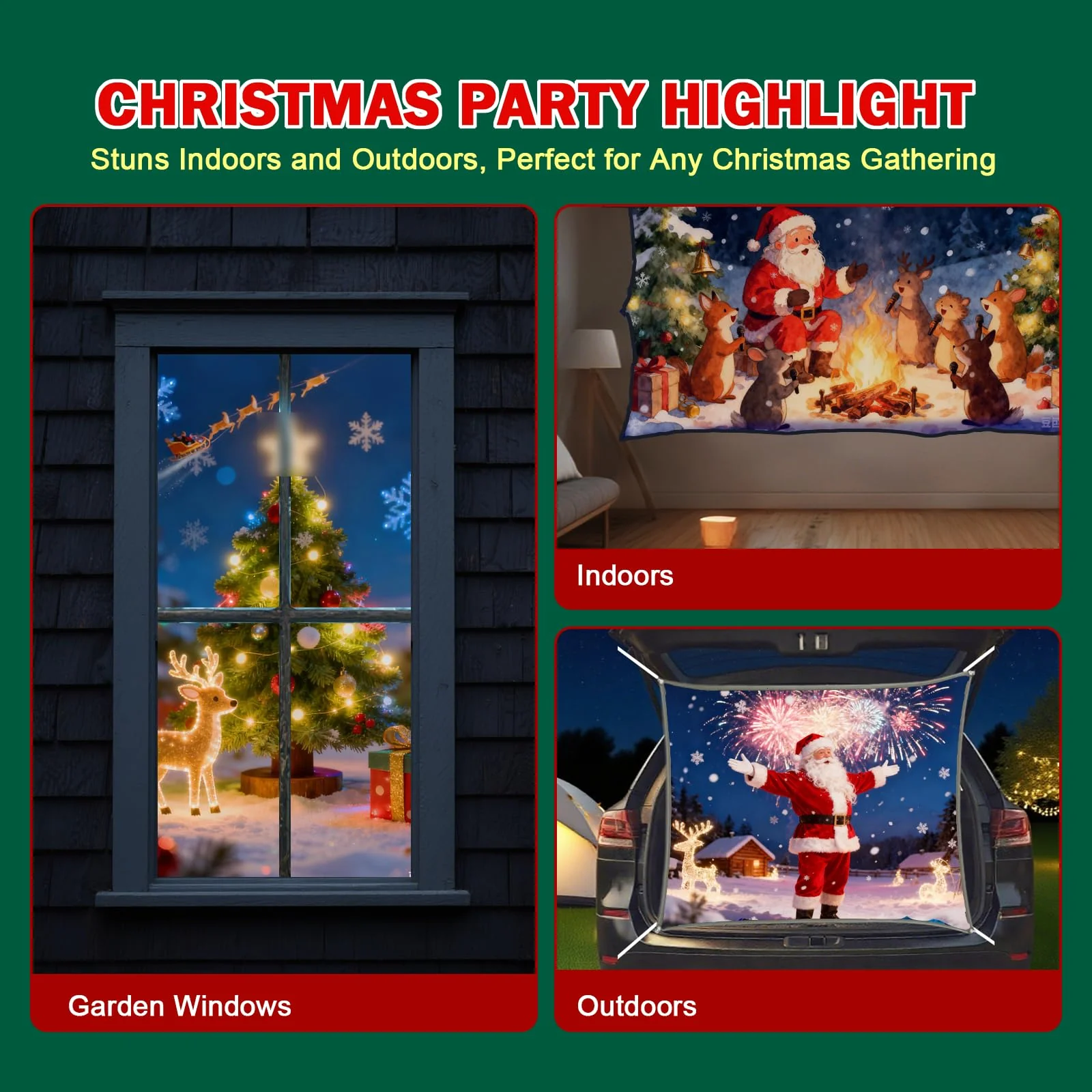 5ft x 9ft Holographic Rear Projection Screen, Portable Anti Crease Double Sided Window Projector Screen Hollusion Projection Material for Christmas Videos Hologram Film Night 5ft W x 9ft H - Image 4