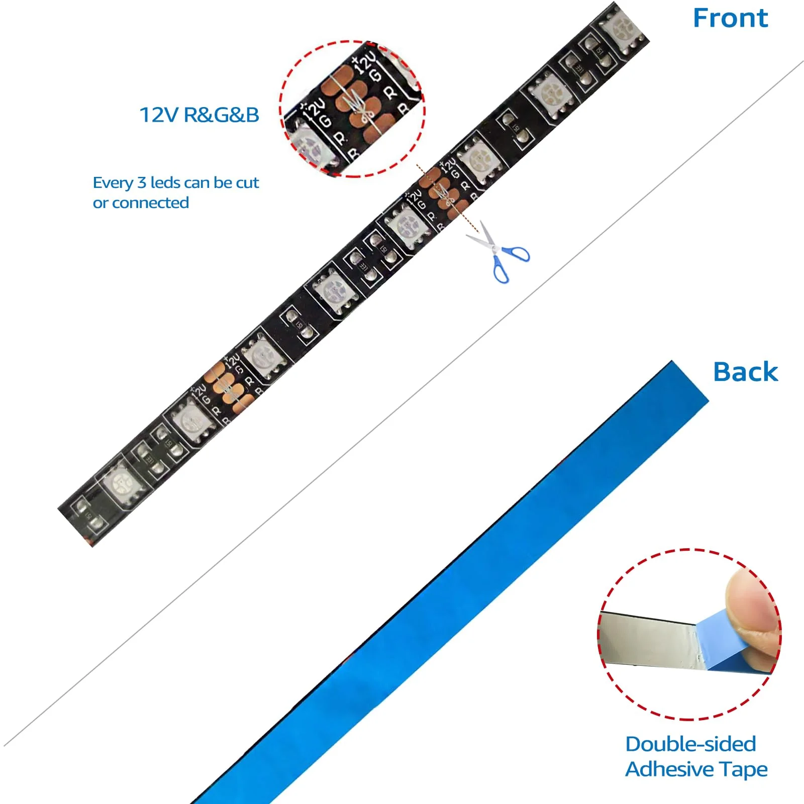 5M Black PCB 5050 RGB LED Strip Waterproof IP65 300 SMD Black PCB Board DC 12V Flexible Light RGB (Red, Green, Blue) - Image 3