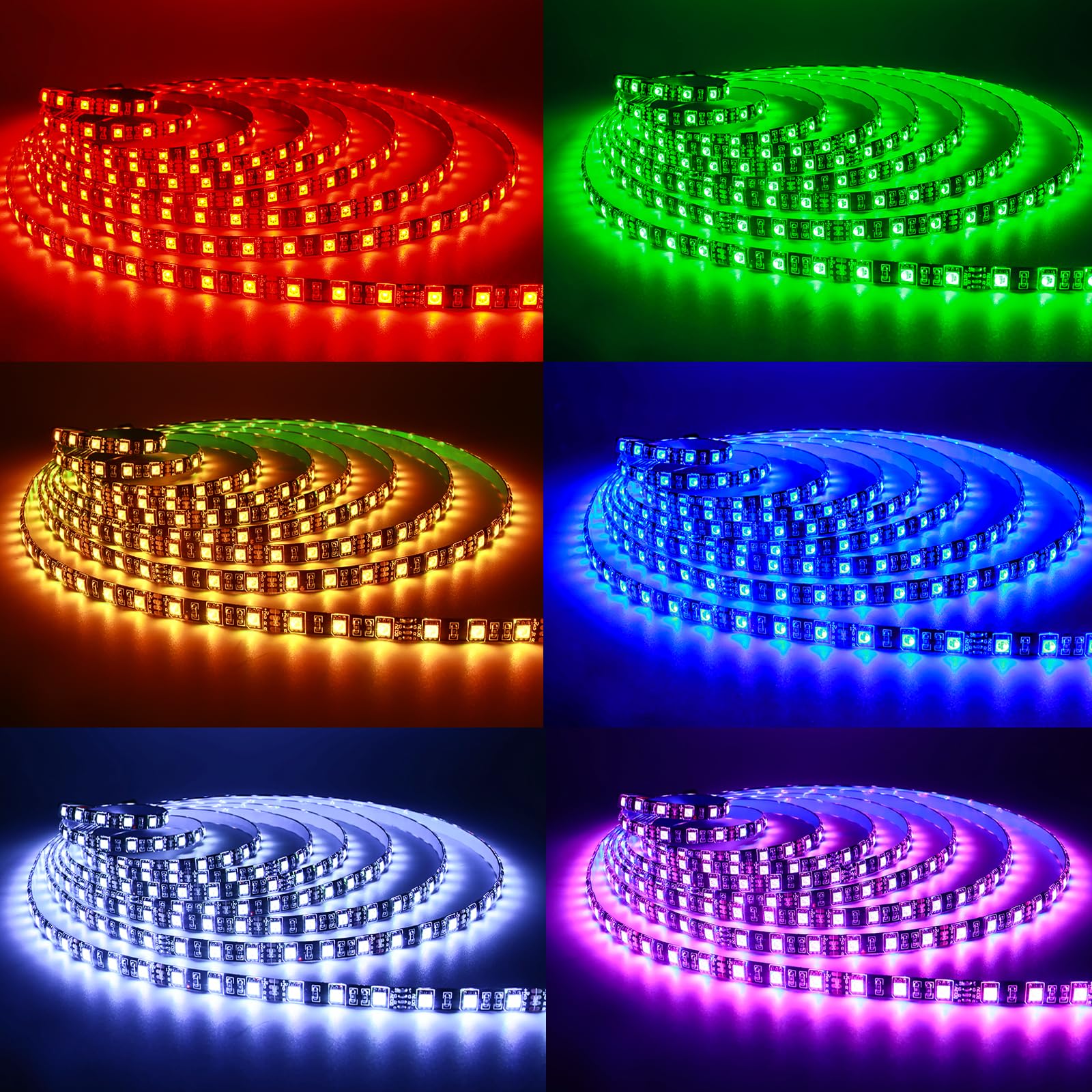 5M Black PCB 5050 RGB LED Strip Waterproof IP65 300 SMD Black PCB Board DC 12V Flexible Light RGB (Red, Green, Blue) - Image 4