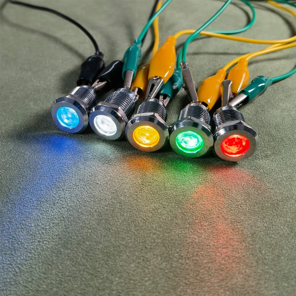 5pcs 12mm AC/DC 12-24V Stainless Steel Waterproof LED Indicator Light Metal Shell Pilot Custom Dash Signal Lamp Concave Head 12mm Without wire - Image 3