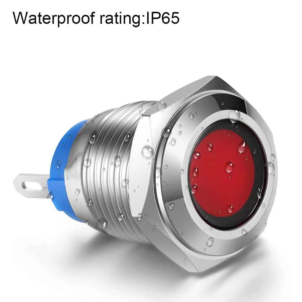 5pcs 12mm AC/DC 12-24V Stainless Steel Waterproof LED Indicator Light Metal Shell Pilot Custom Dash Signal Lamp Concave Head 12mm Without wire - Image 5