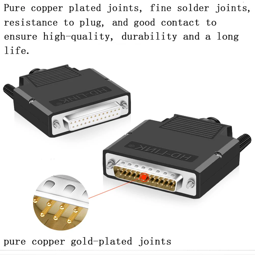 5PCS DB25 Solderless Connector, RS232 D-SUB Serial to 25-pin Port 16mm Thinner Terminal Male Adapter Breakout Board with Case Long Bolts Nuts 5PCS Male - Image 2