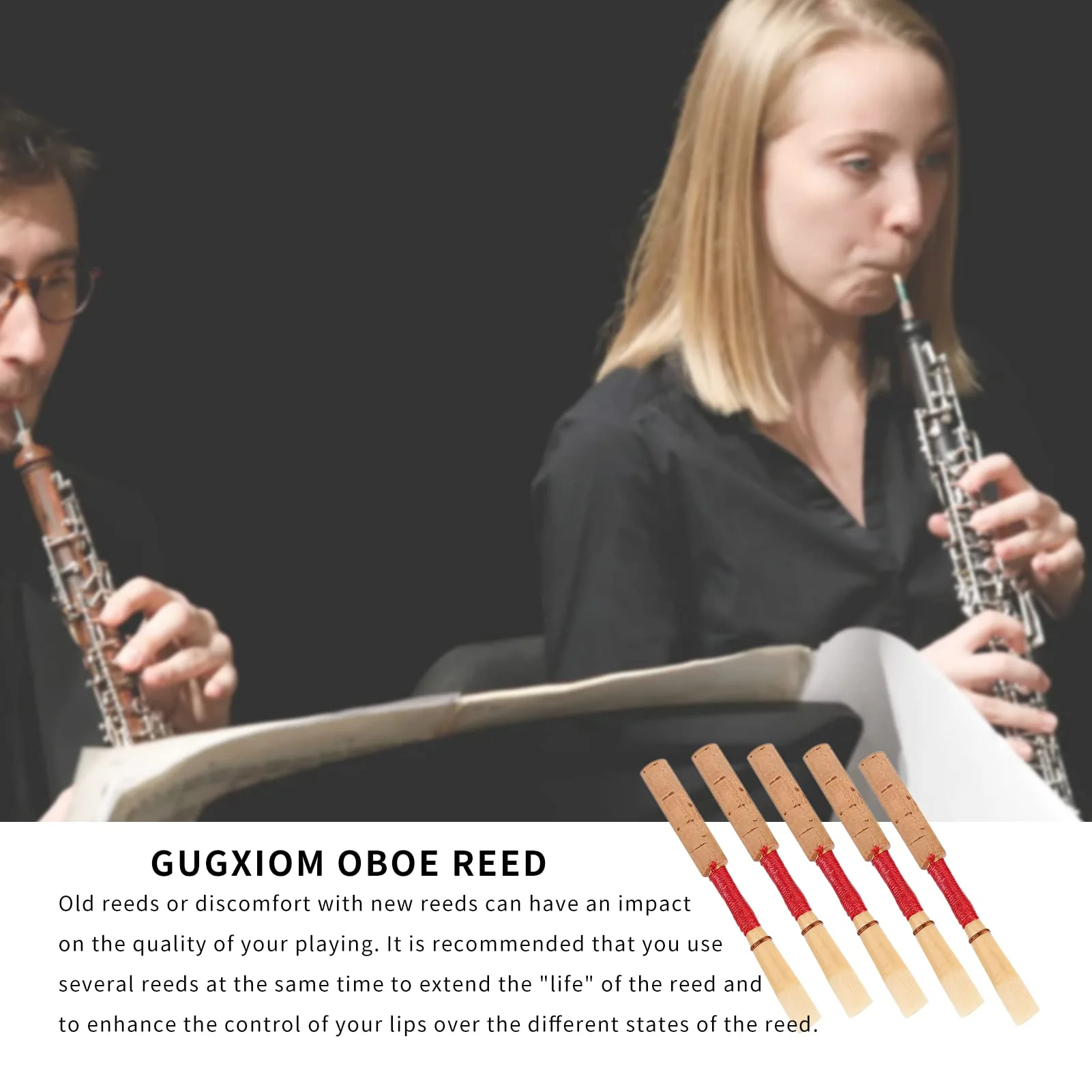 5PCS Oboe Reeds Medium, Oboe Reed with 72mm/2.83" Reed, Oboe Instrument Accessory, No Soaking Required, Oboe Reeds for Beginners, 82 x 13 x 13mm - Image 5