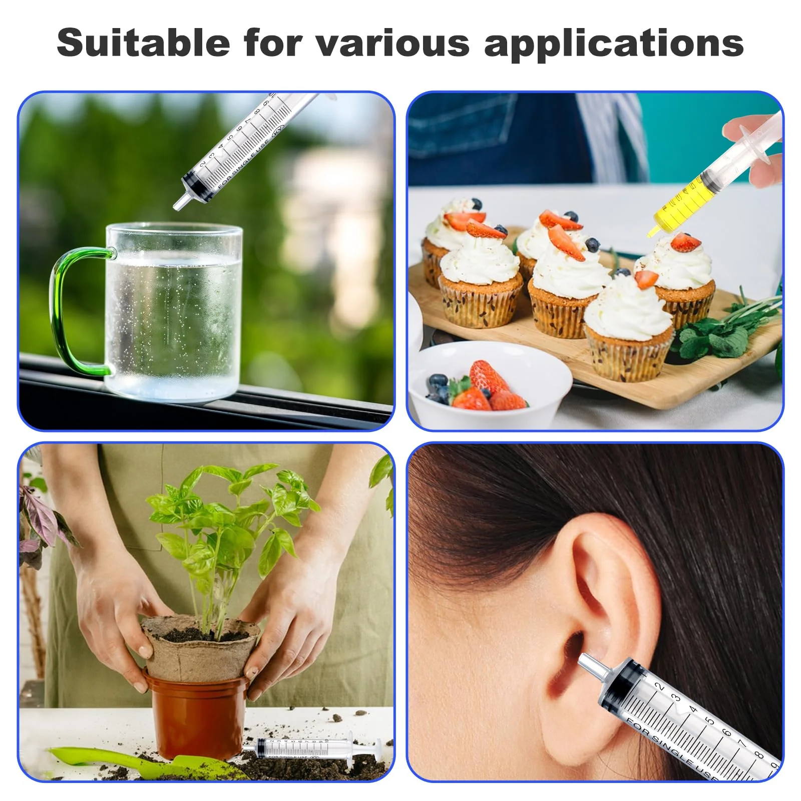 5pcs Plastic Syringes - 1ml, 3ml, 5ml, 10ml, 20ml, No Needle Measuring Syringe Reusable Syringes for Scientific Lab Dispensing Liquid Measuring Watering Pet Feeding Oil or Glue Applicator - Image 7