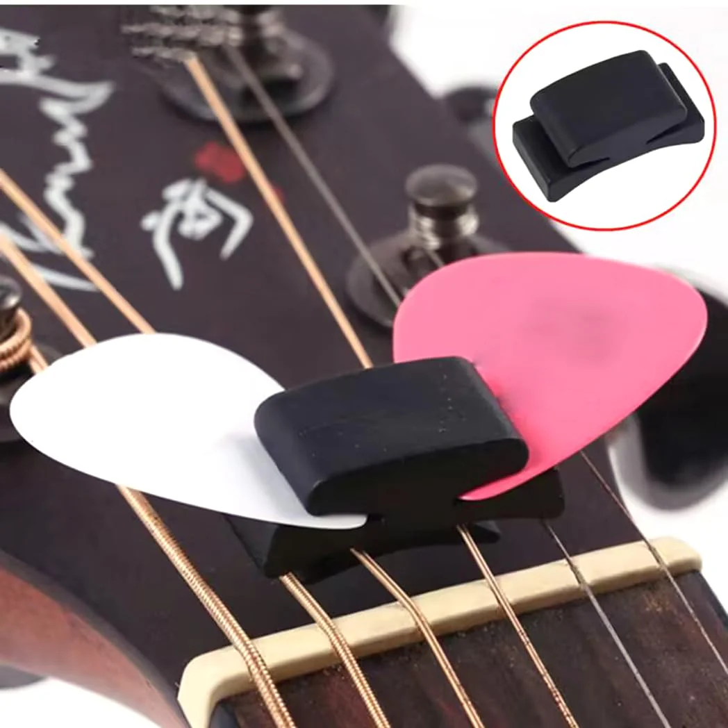 5pcs Rubber Headstock Guitar Pick Holder - Securely Attach Between 3rd & 4th Strings for Guitar, Bass, Ukulele, Banjo and Mandolin - Image 2