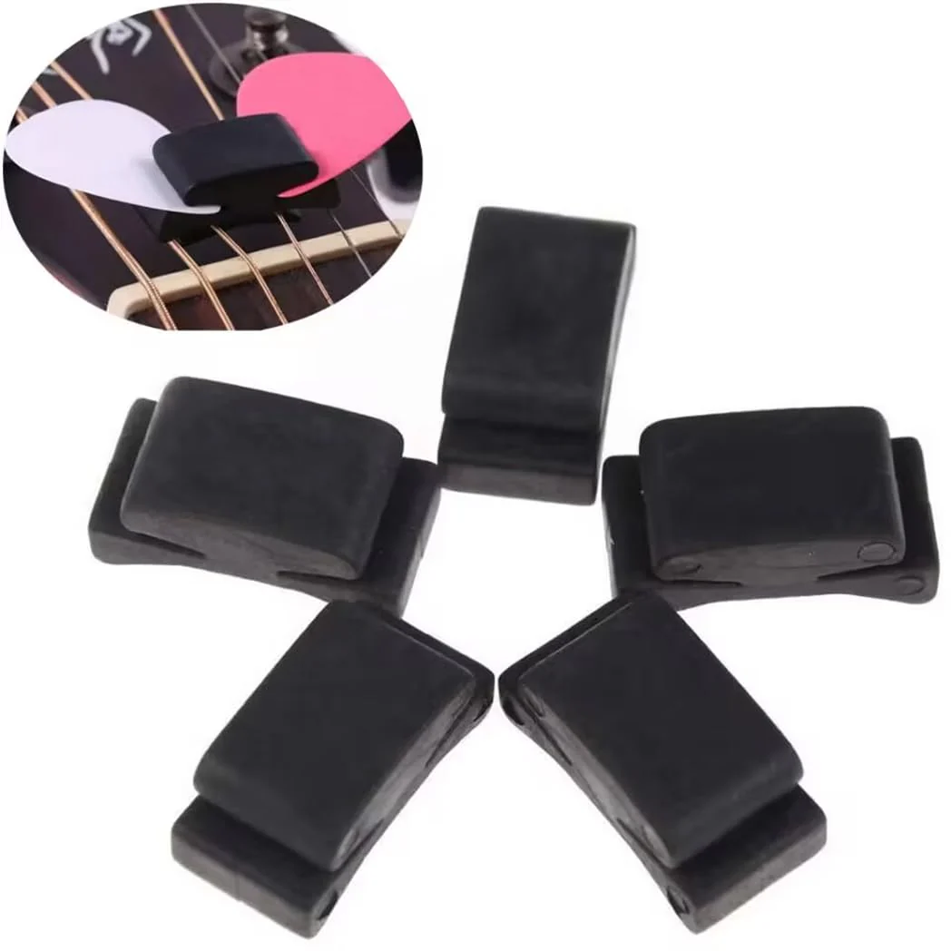 5pcs Rubber Headstock Guitar Pick Holder - Securely Attach Between 3rd & 4th Strings for Guitar, Bass, Ukulele, Banjo and Mandolin - Image 5
