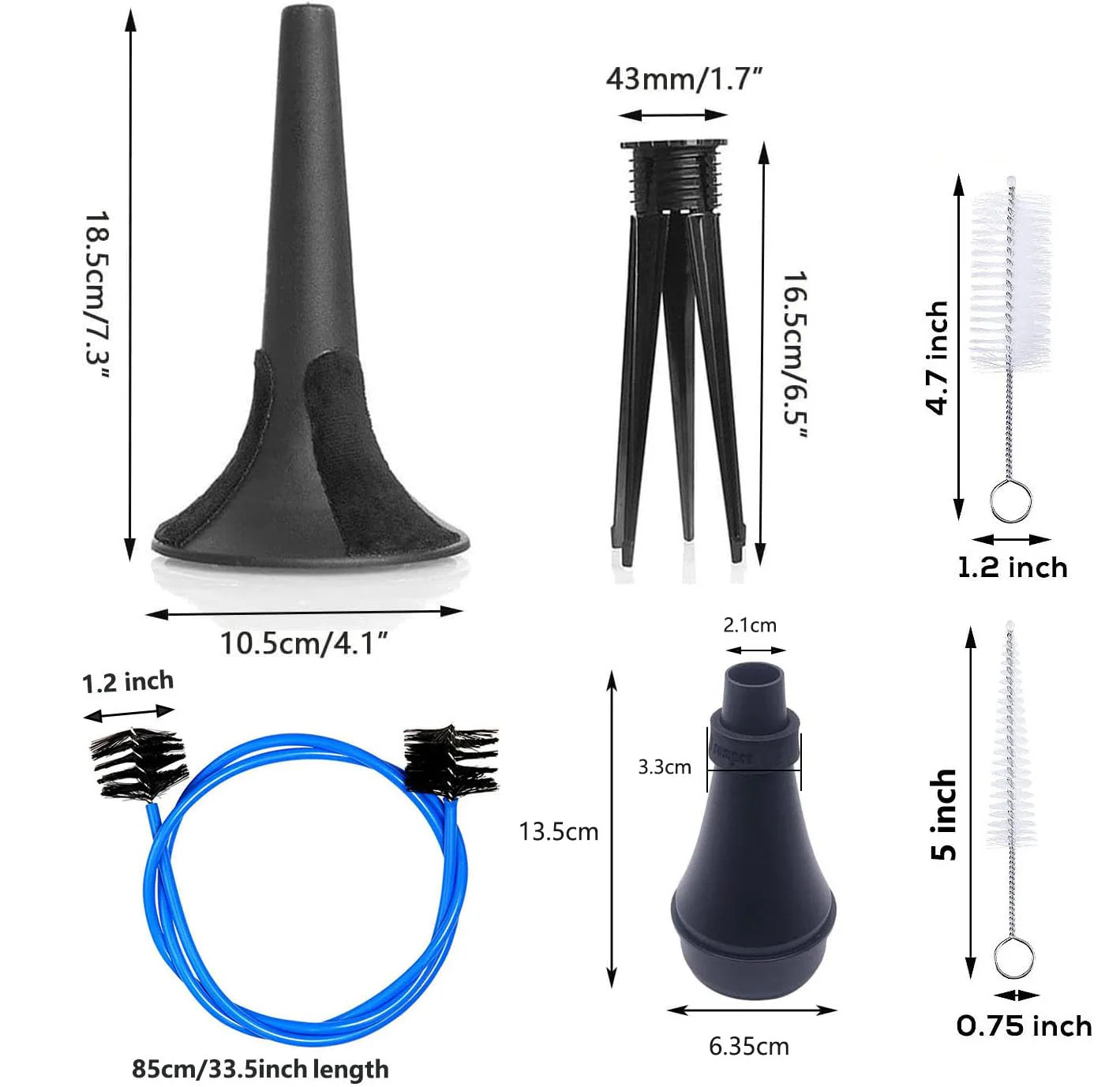 5pcs Trumpet Cleaning Care Kit Portable Trumpet Stand Holder and Mute, Mouthpiece Valve Brush, Flexible Brush Trumpet Wind Instrument Accessory - Image 6