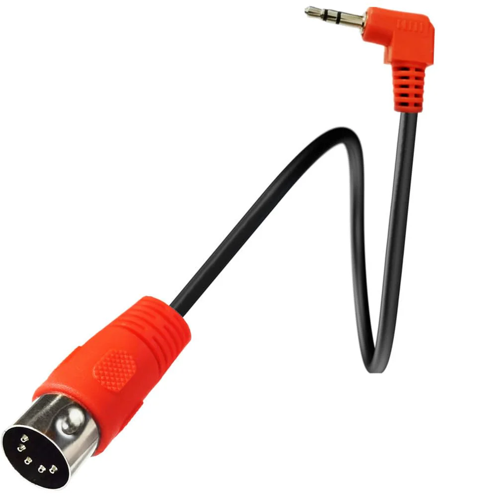5Pin DIN Cable, DIN 5Pin MIDI Male to 3.5mm TRS Male Stereo Plug 90 Degree Angle Audio Connection Cable for Sound Card Keyboard Piano Drum Recording, Red (1.5M/5Ft) 1.5M/5Ft - Image 6