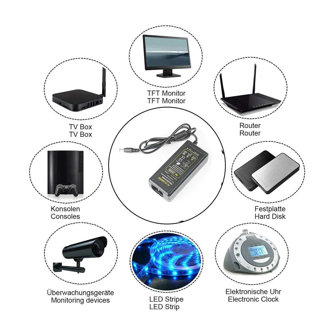5V 6A 30W, Power Adapter Transformer Charger for LED Strips, Routers, Speakers, LCD TVs, Cameras, TV Boxes, USB Hub and 5V Home Electronics 5V 6A 30W - Image 5