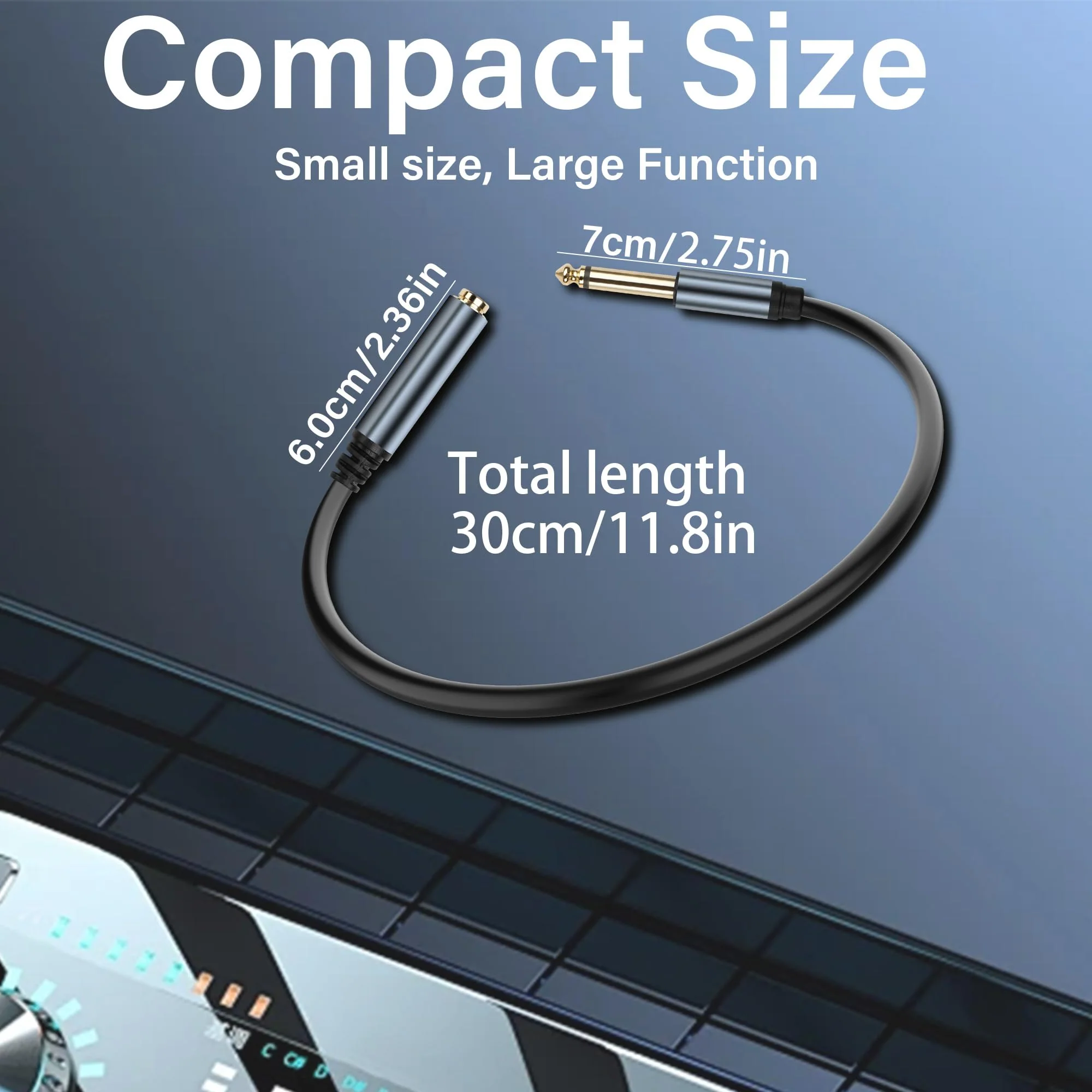 6.35mm Mono Audio Cable 1/4 Inch TS Mono Male to Female Adapter Guitar Cable Gold Plated 6.35mm Mono Jack 1/4 TS Instrument Cable for Signal Transmission of Audio Equipment 30CM/0.98FT - Image 6