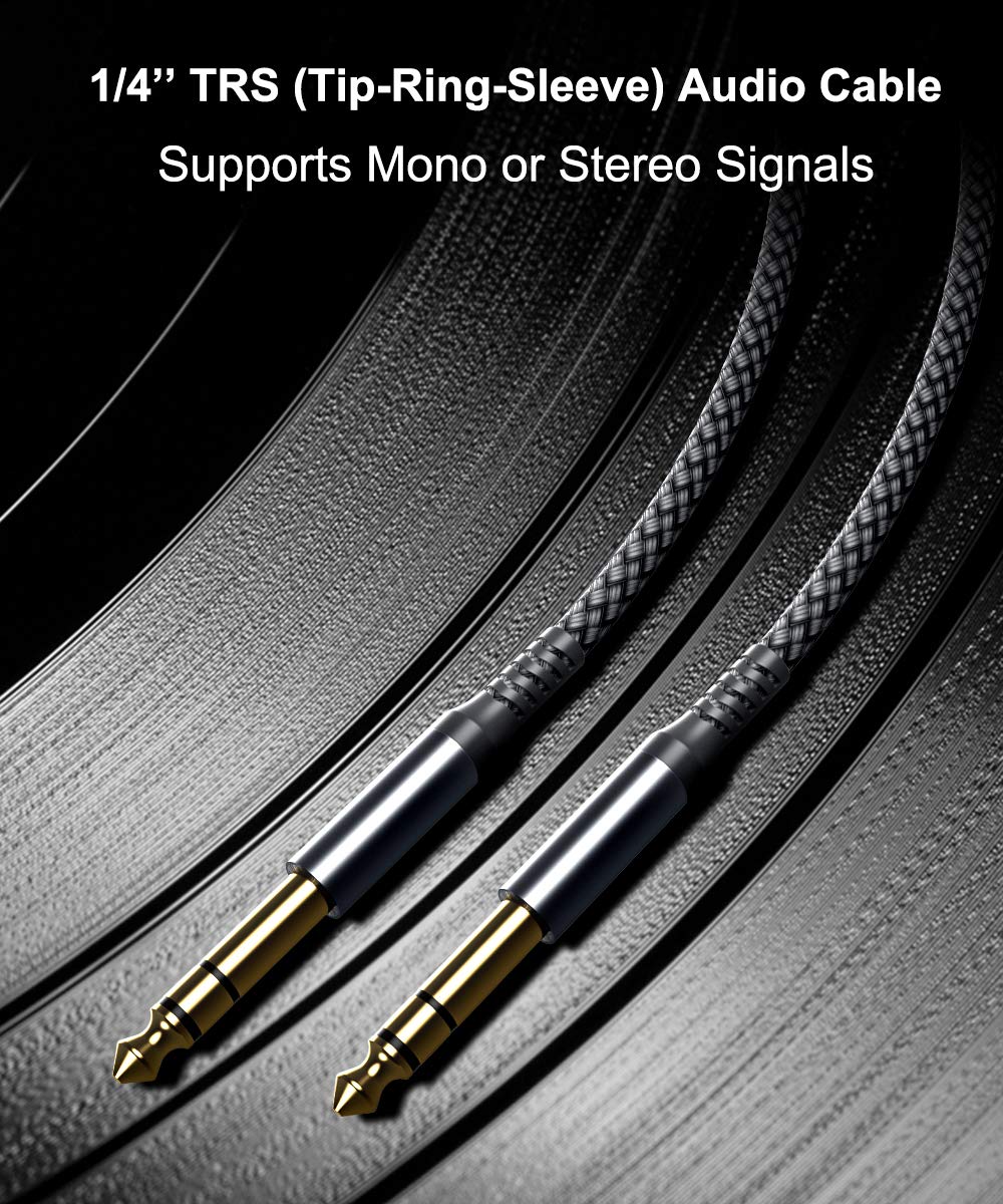 6.35mm TRS Instrument Cable 3.3FT 2-Pack,Straight 1/4 Inch Male Jack Stereo Audio Interconnect Cord,6.35 Balanced Lead Line for Electric Guitar,Bass,Keyboard,Mixer,Amplifier,Amp,Speaker,Equalizer gray 3.3 Feet - Image 5