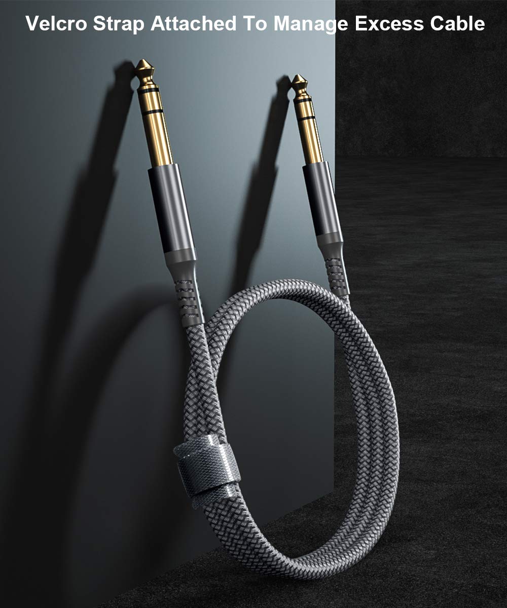 6.35mm TRS Instrument Cable 3.3FT 2-Pack,Straight 1/4 Inch Male Jack Stereo Audio Interconnect Cord,6.35 Balanced Lead Line for Electric Guitar,Bass,Keyboard,Mixer,Amplifier,Amp,Speaker,Equalizer gray 3.3 Feet - Image 6