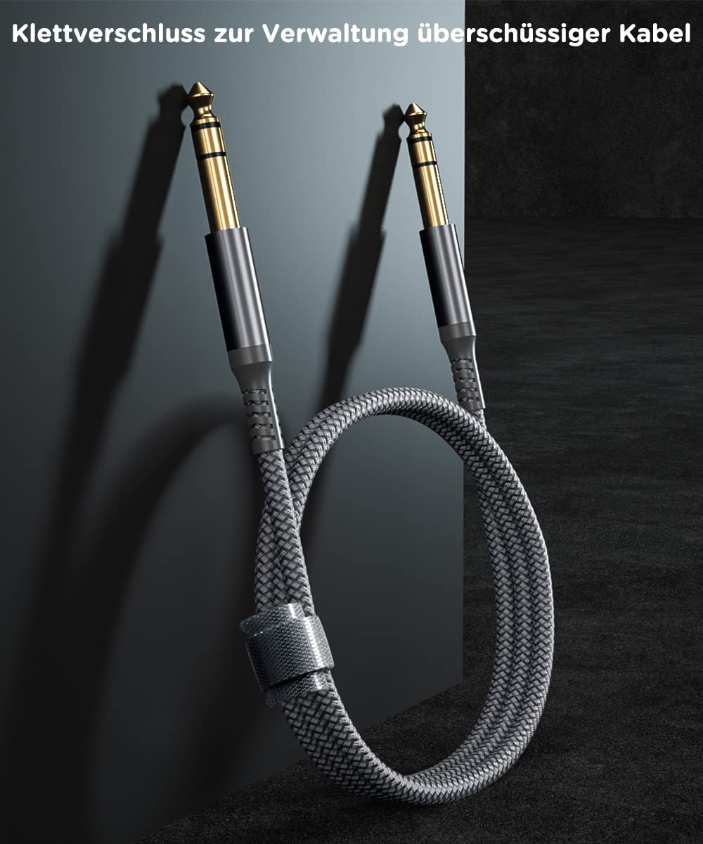 6.35mm TRS Instrument Cable 30FT 2-Pack,Straight 1/4 Inch Male Jack Stereo Audio Interconnect Cord,6.35 Balanced Lead Line for Electric Guitar,Bass,Keyboard,Mixer,Amplifier,Amp,Speaker,Equalizer 30FT/9M Gray - Image 6