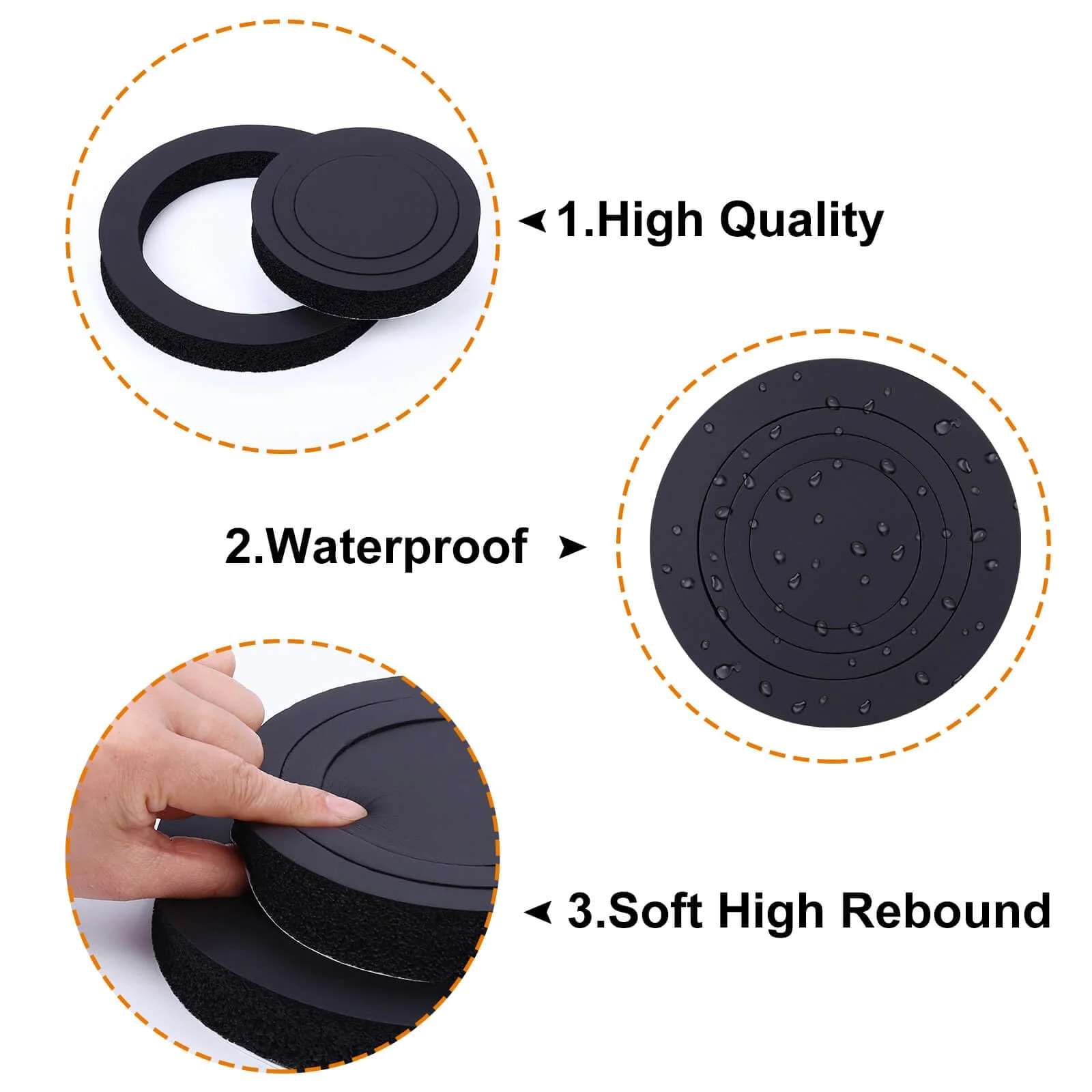 6.5" Foam Speaker Enhancer, 4PCS Self Adhesive Car Door Speaker Foam Rings, Car Door Speaker Fast Rings, 6.5" Speaker Baffle, Universal High Rebound Sponge Bass Blocker Kit for Stereo Audio Speaker - Image 4