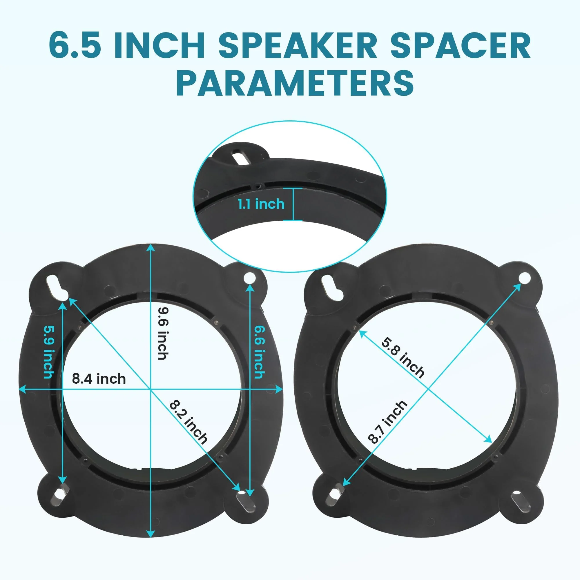 6.5 Inch Front Door Speaker Bracket Adapter Speaker Wiring Harness for Select 2018-2023 Toyota Camry/Avalon/Highlander/Sienna for Installation Aftermarket Door Speaker Spacer Ring - Image 3