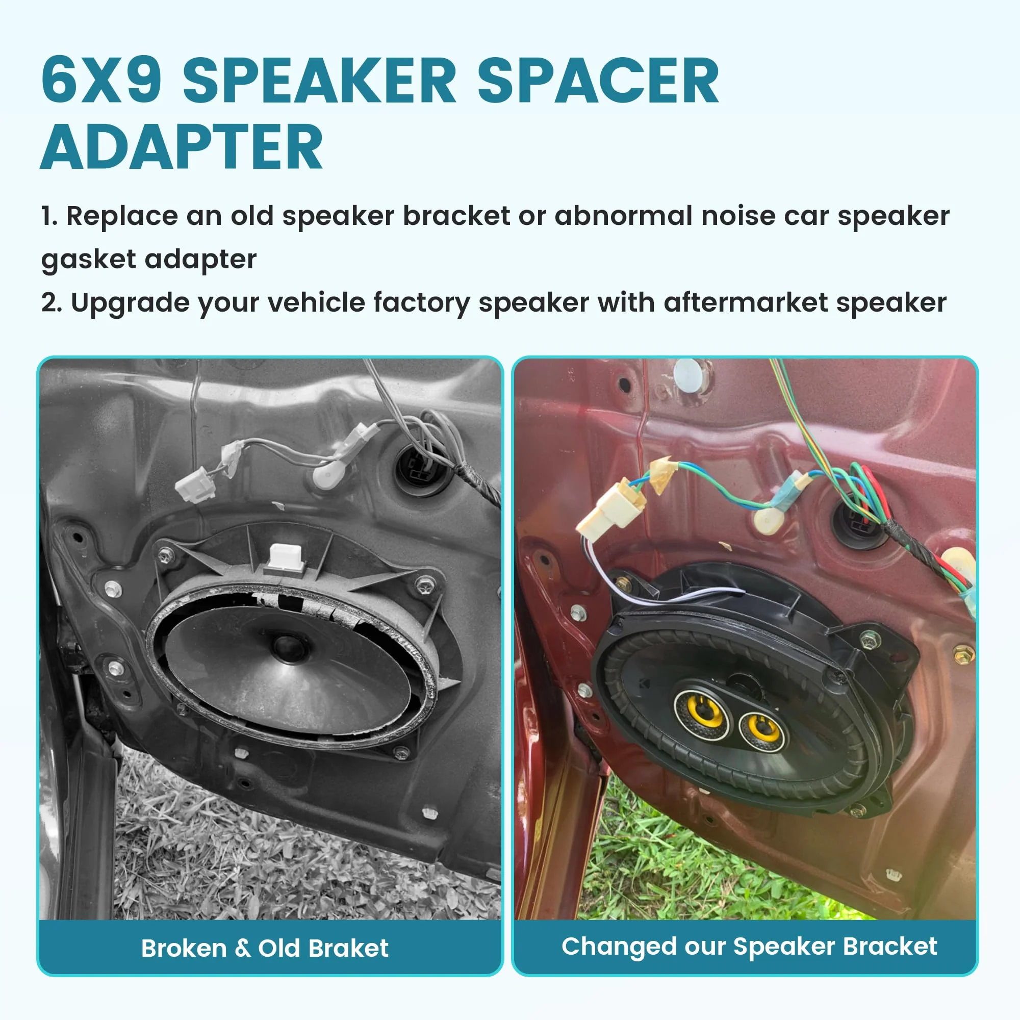 6×9 Inch Front Door Speaker Spacer Bracket Adapter for Select 2003-2014 Toyota Camry/Avalon/ 4Runner Lexus Gx/Rx, 6×9” Speaker Ring Adapter Solid Plastic Aftermarket Speaker Adapter - Image 4