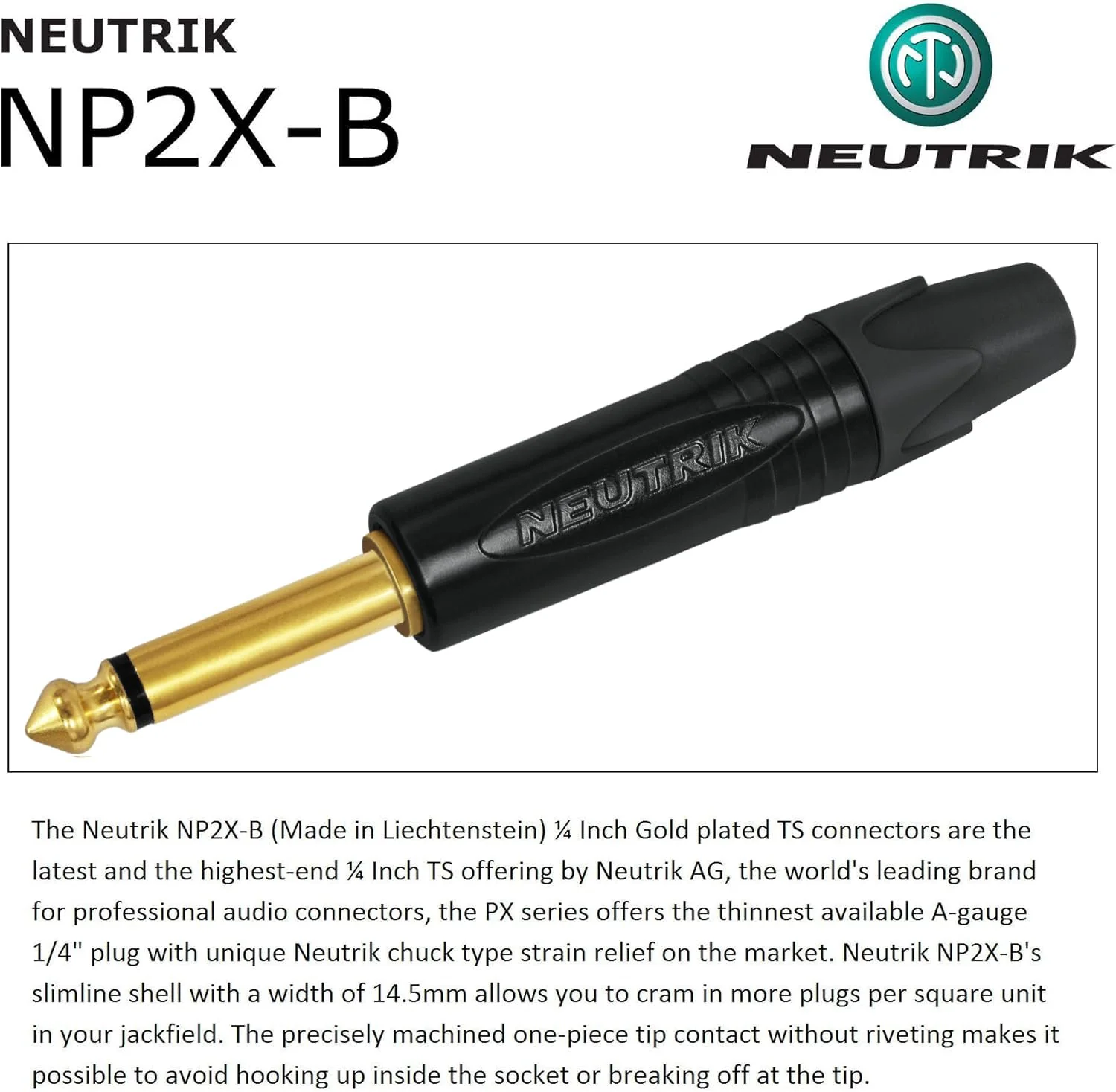 6 Foot - WBC-PRO-Guitar – 20 AWG - Low-Cap (18pF/ft) – Pro-Grade – Graphite-Based - Dual-Shielded Guitar Bass Instrument Cable w/Neutrik Straight - Angled (SilentPLUG) ¼ Inch (6.35mm) Gold TS Plugs - Image 5